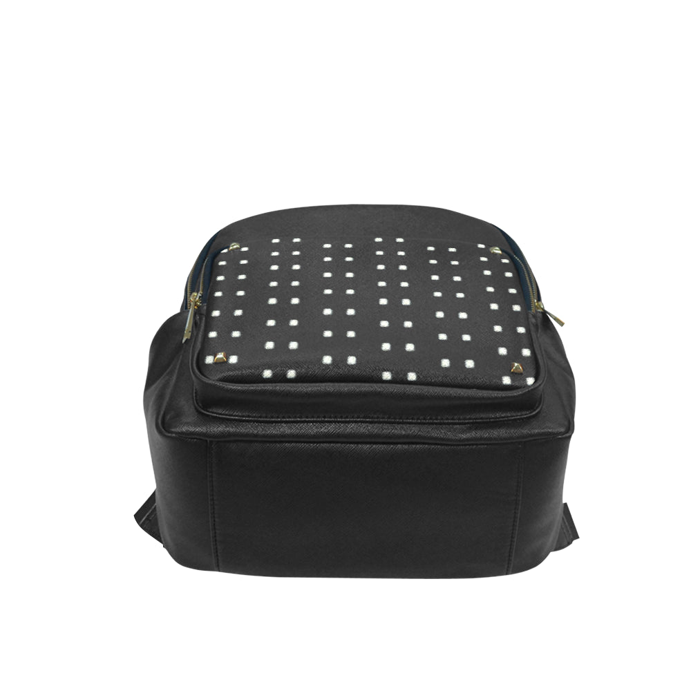 Polka Stripe Coed Leather Backpack e-joyer