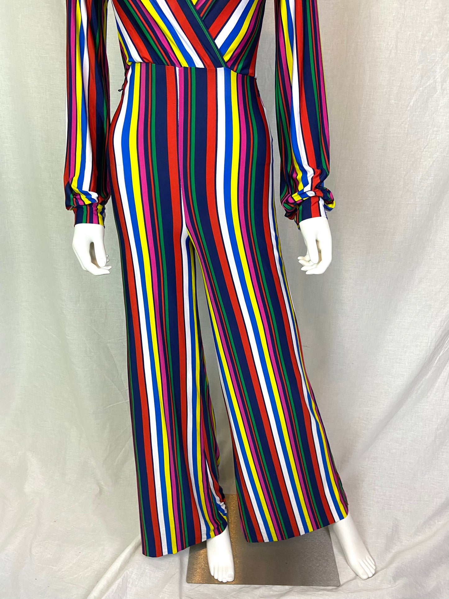 Rainbow Striped Jumpsuit Psntsuit Small ABBY ESSIE STUDIOS