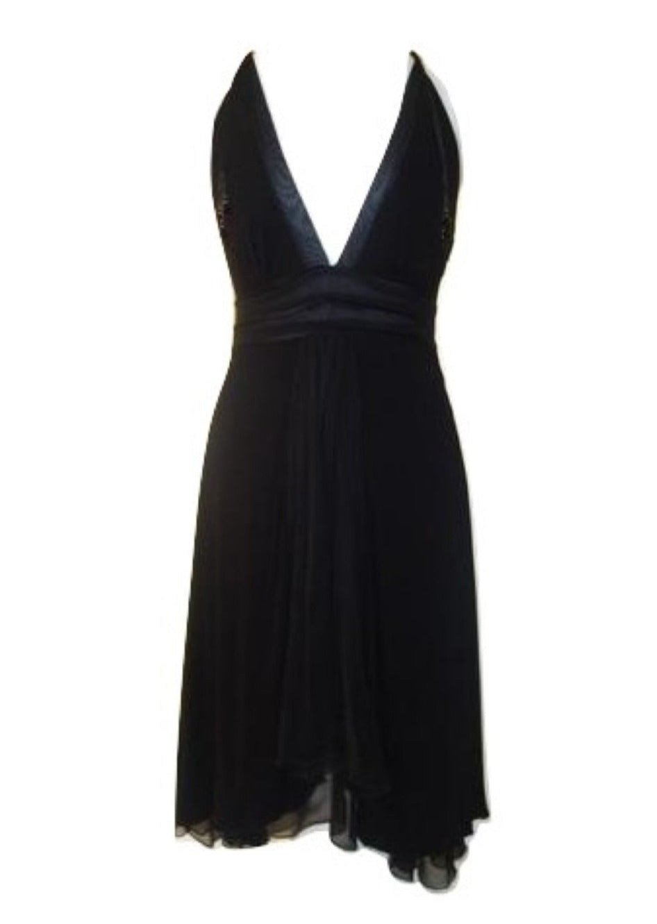 NWT Glam Bebe Plunge Black Spaghetti Strap Tassles Dress Abby Essie