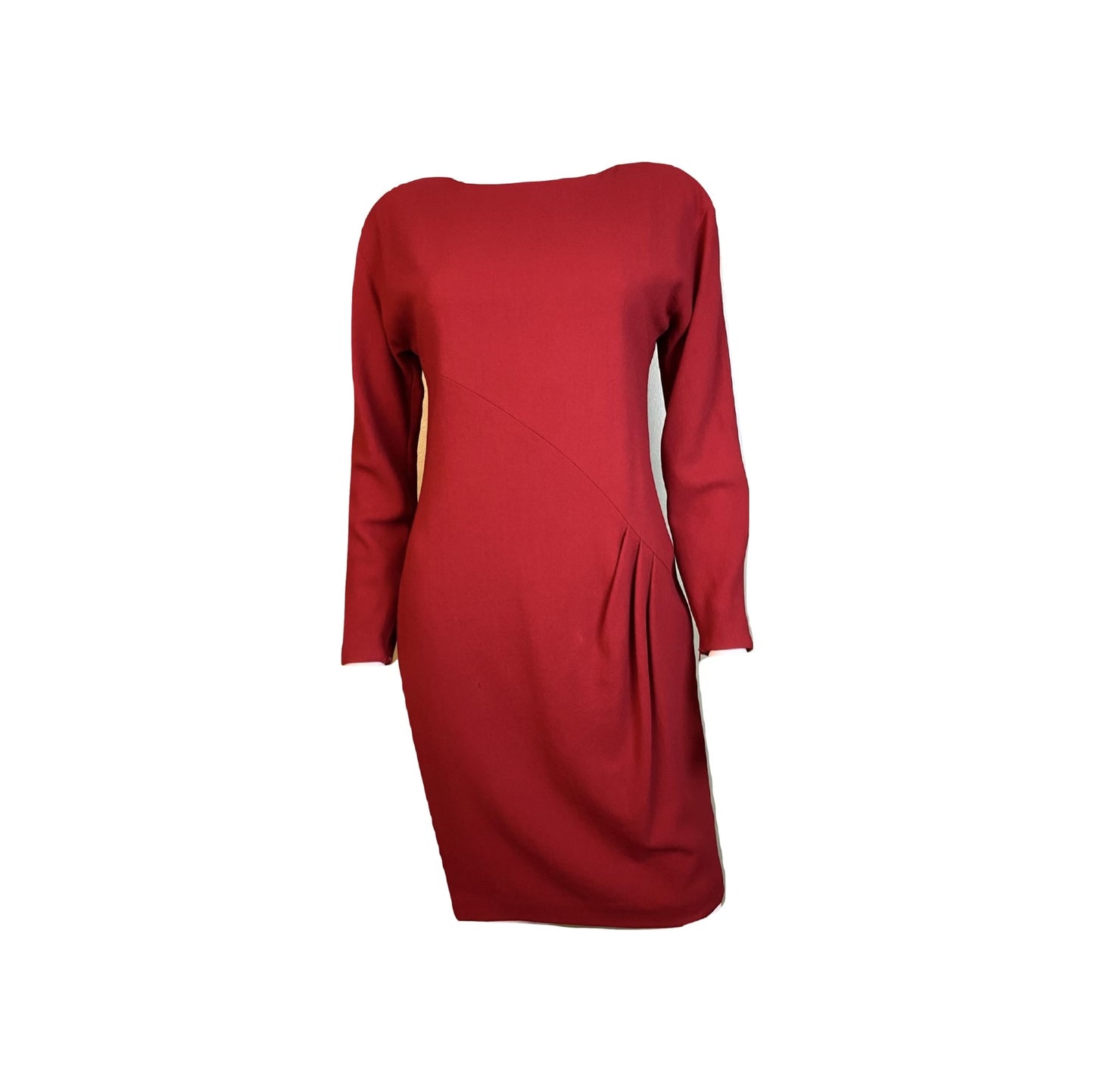 Linda Allard Ellen Tracy Red Wool Fitted Sheath Dress Abby Essie