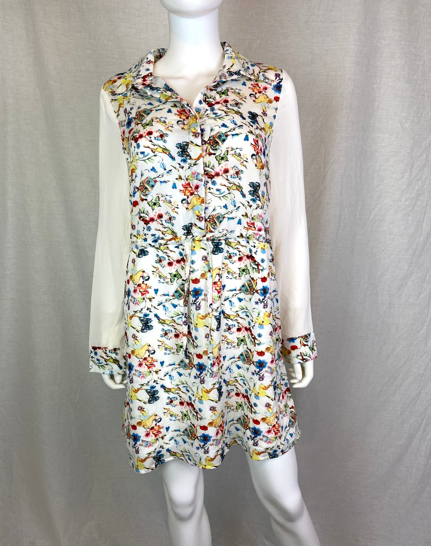 NEW ANNE SMITH Floral Beige Sheer Dress 10 M