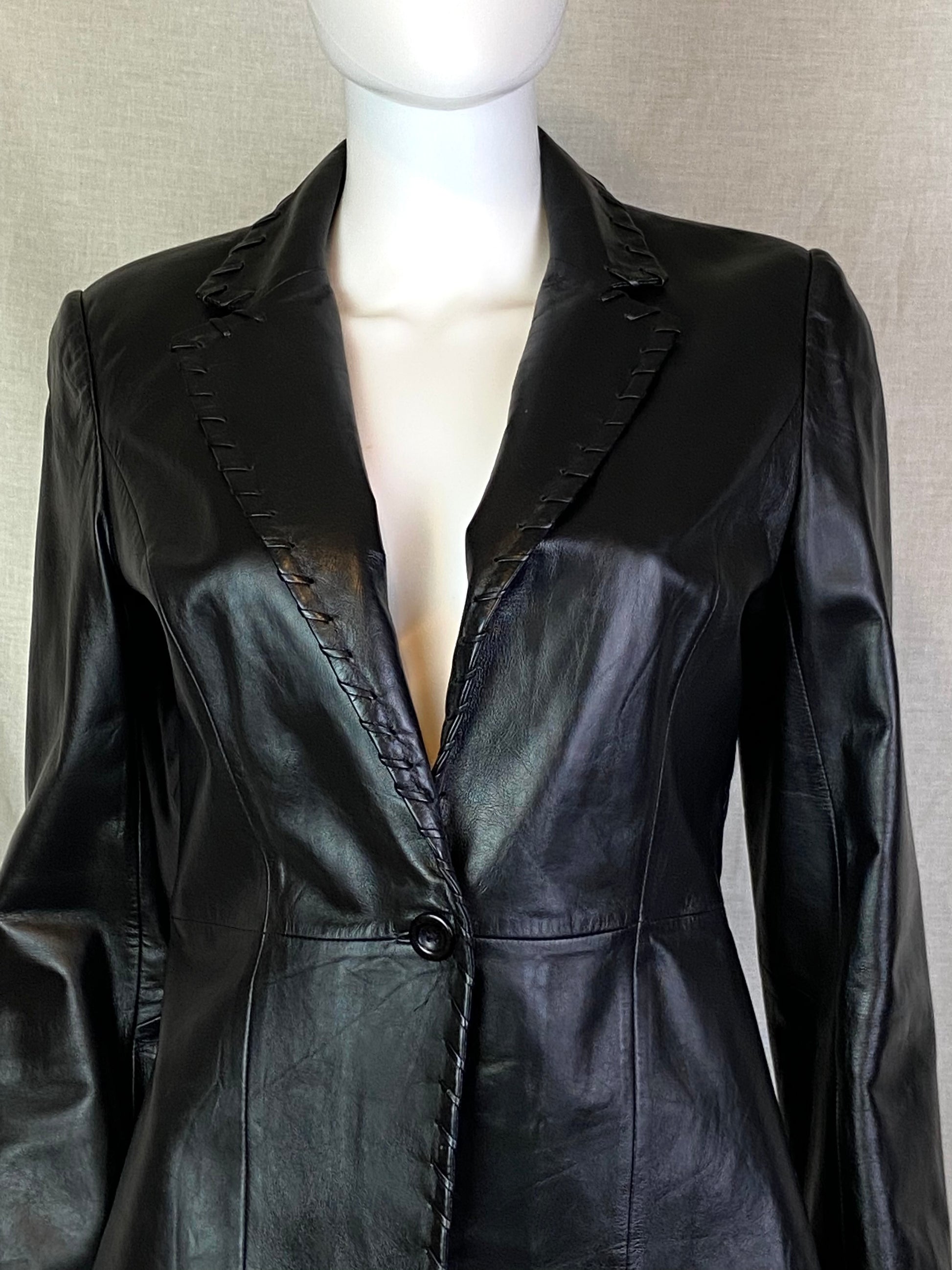 Cache Black Leather Blazer Jacket ABBY ESSIE STUDIOS