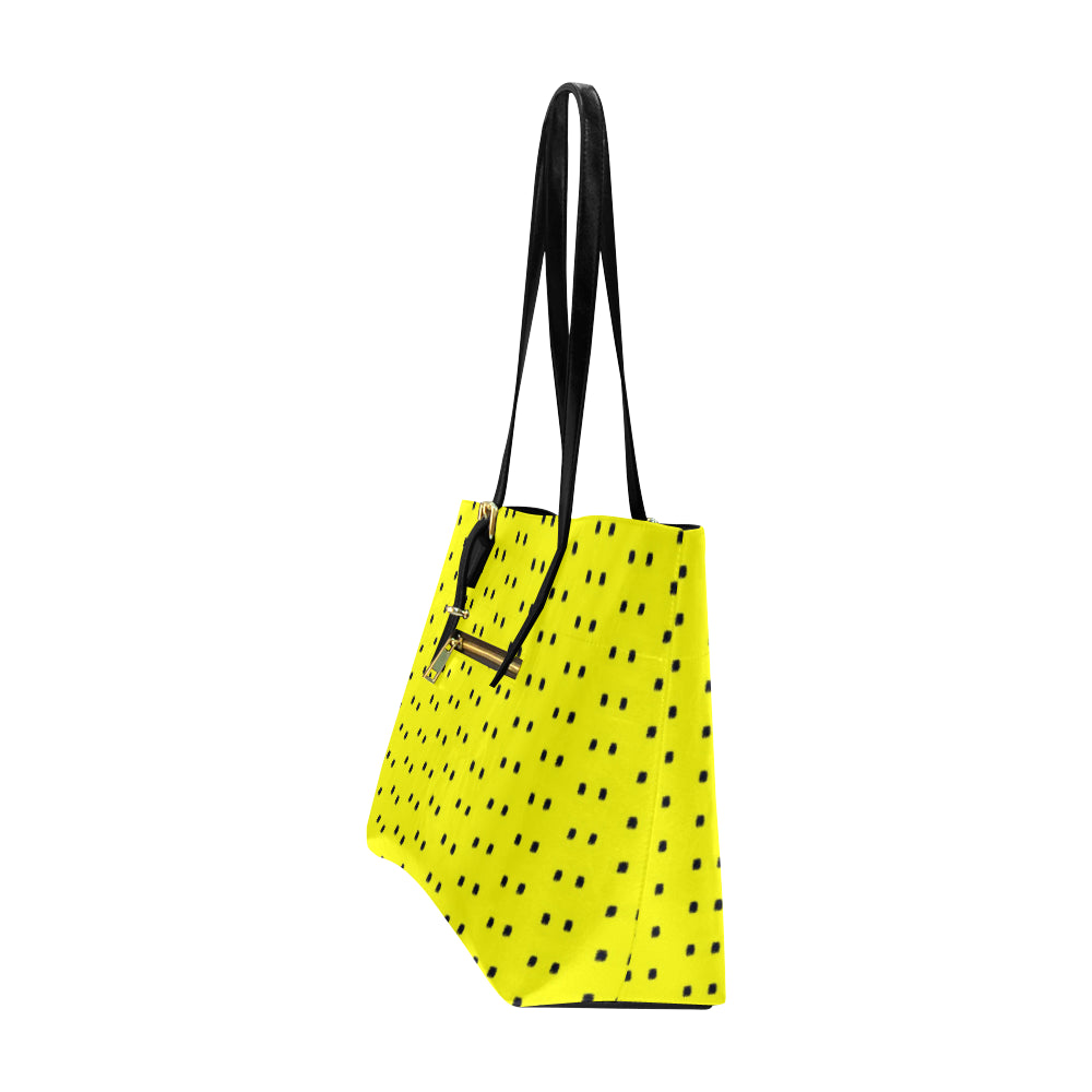 VIP Logo Polka Stripe Classic Leather Tote Bag e-joyer