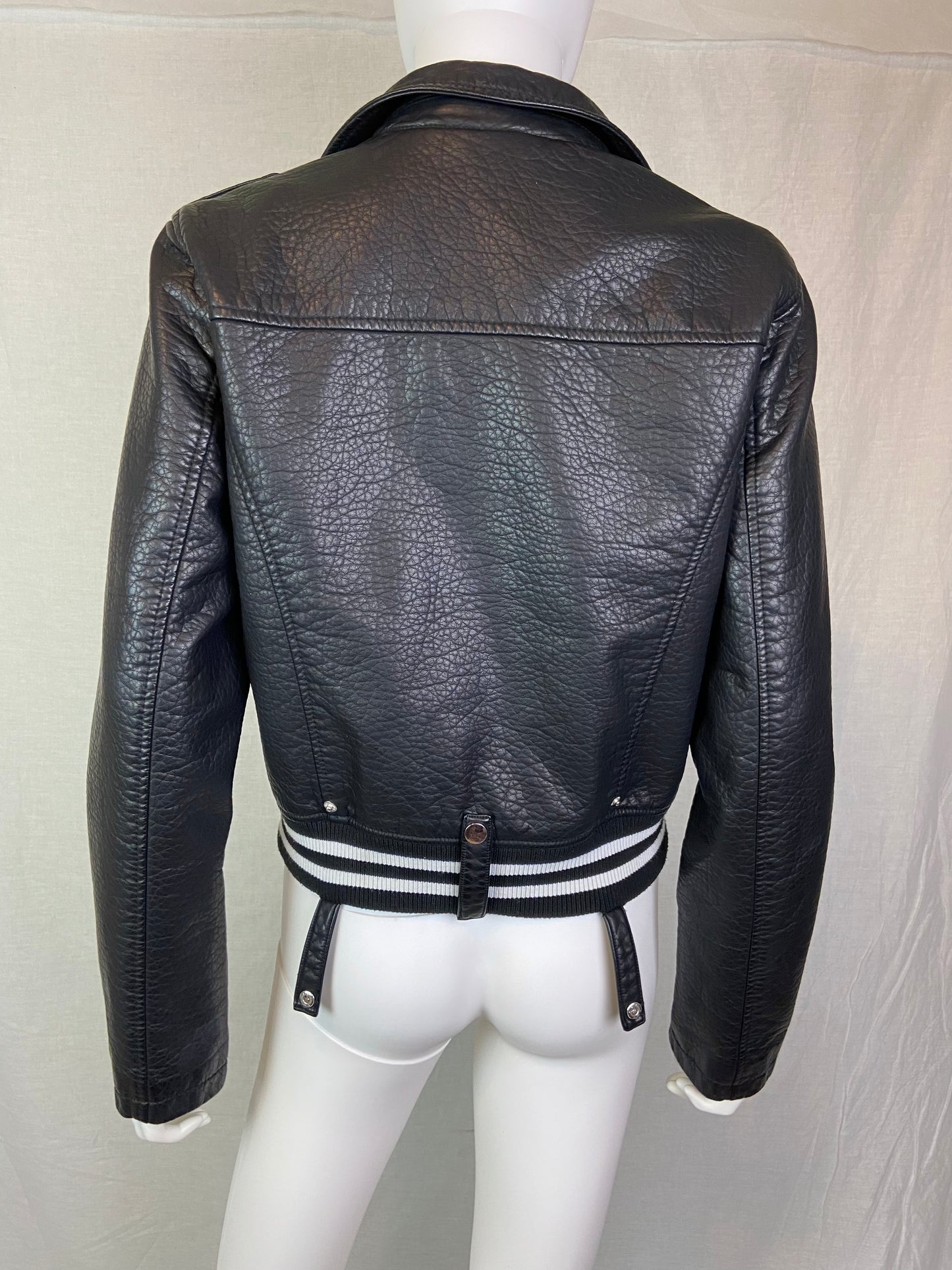 Black Faux Leather Motorcycle Jacket JR L ABBY ESSIE STUDIOS