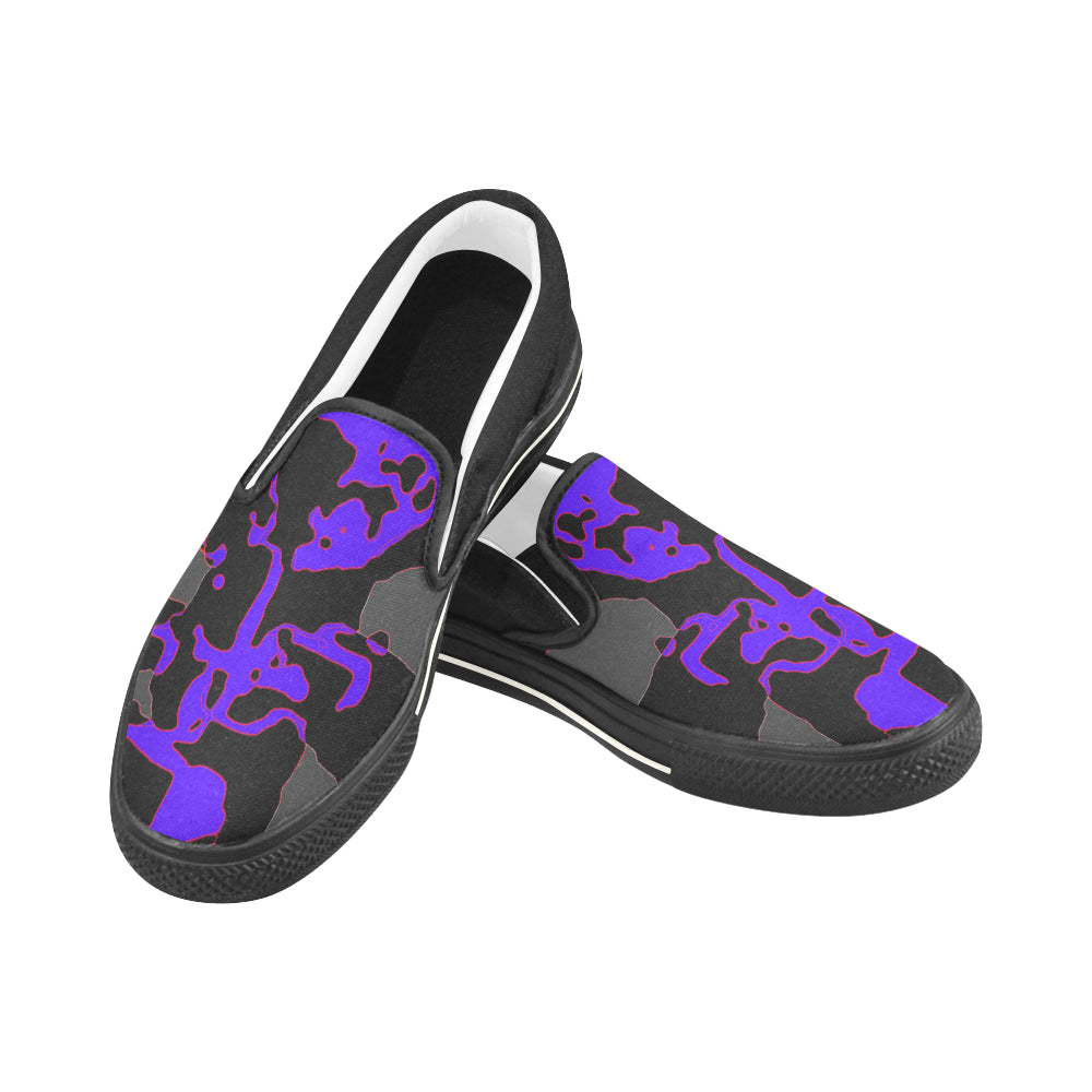 edit blue blk abstract Women's Slip-on Canvas Shoes/Large Size (Model 019) e-joyer