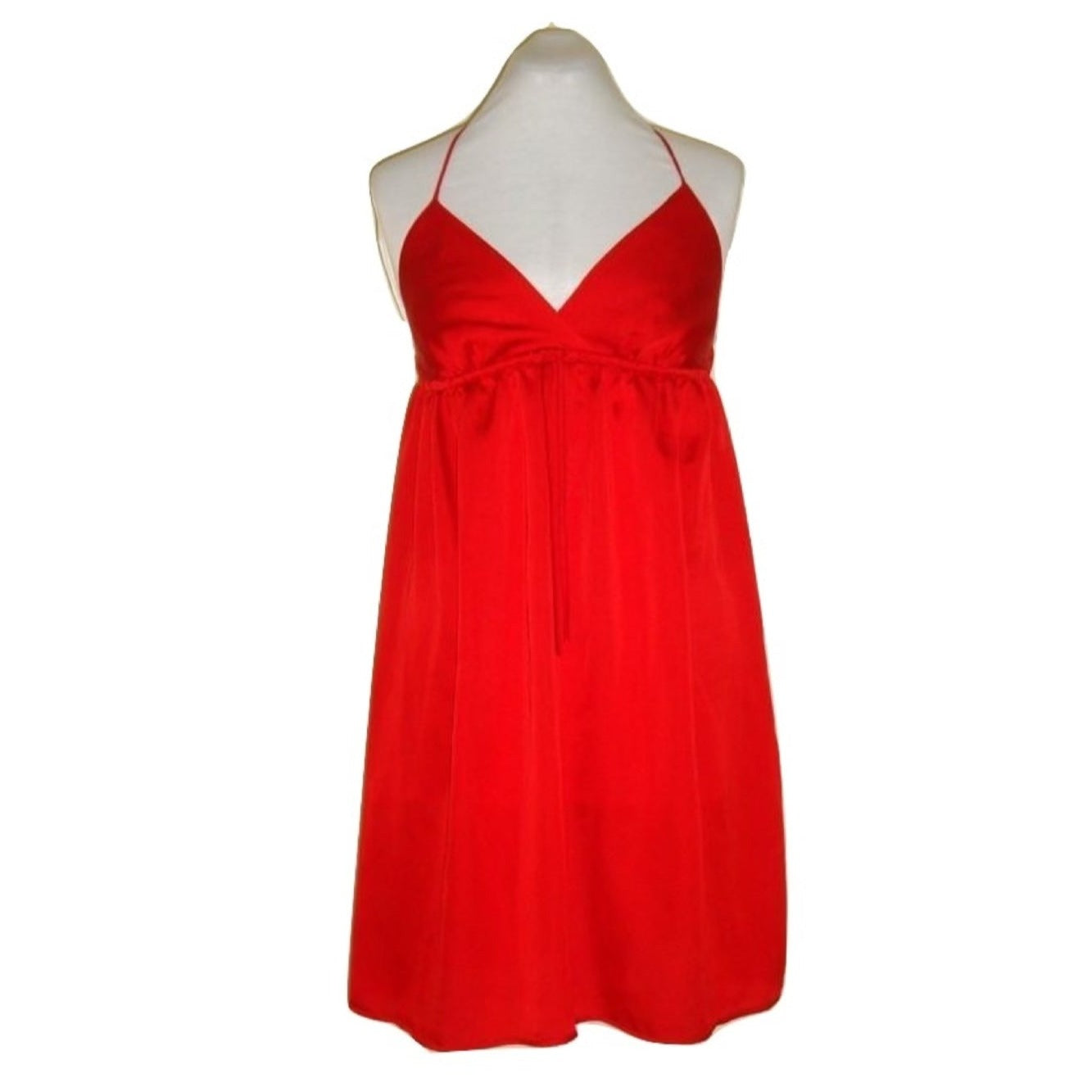 Red Silky Halter Empire Cocktail Dress Abby Essie