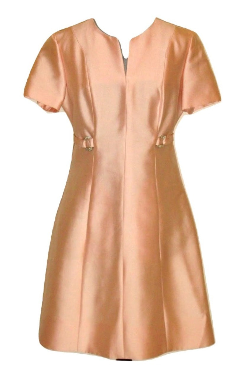 Vintage LISBETH WOLFFE by BRANELL Satin Cocktail Sheath Rhinestone Dress Medium Abby Essie