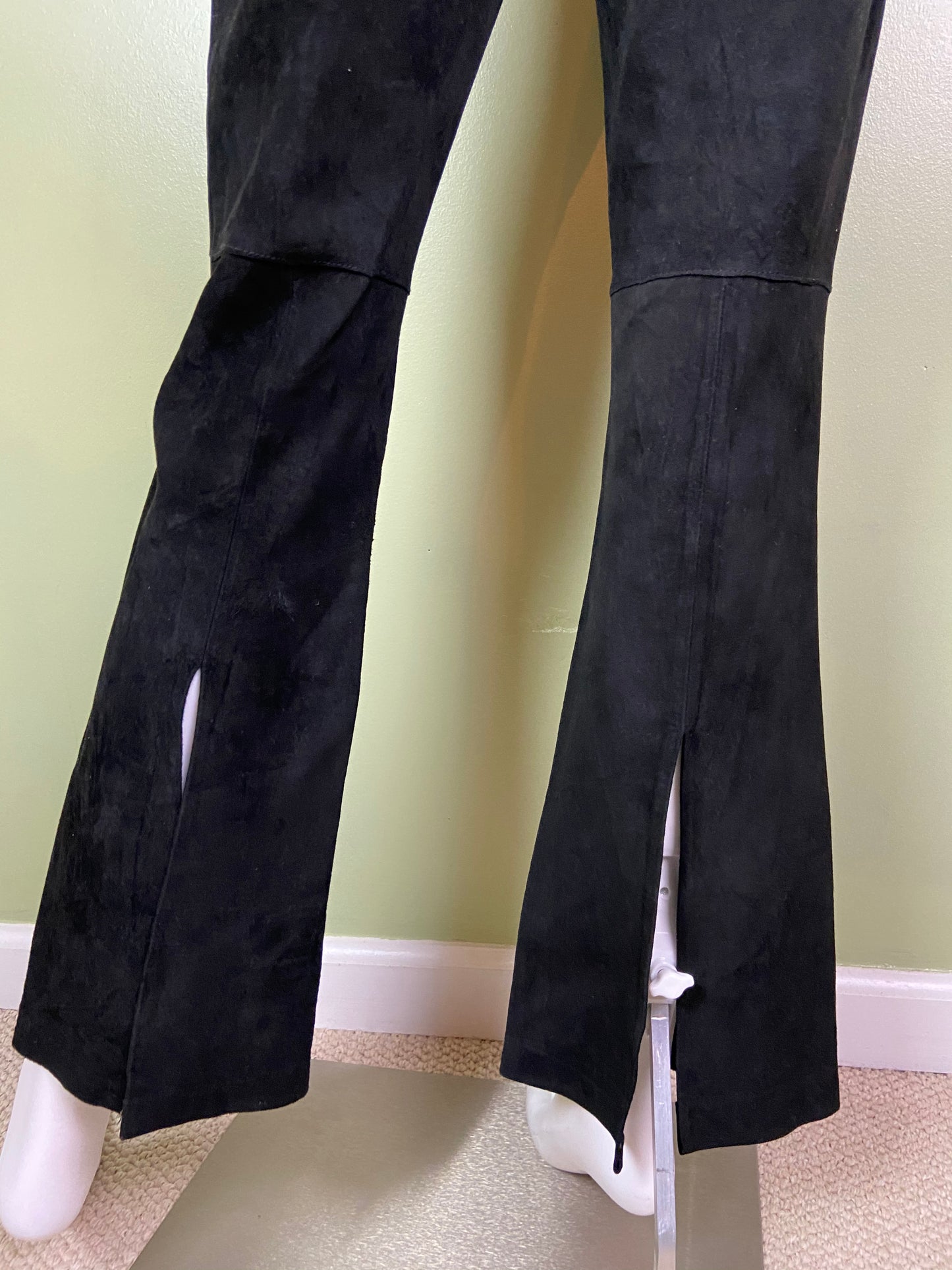 Black Suede Leather Festival Boot Cut Pants Abby Essie