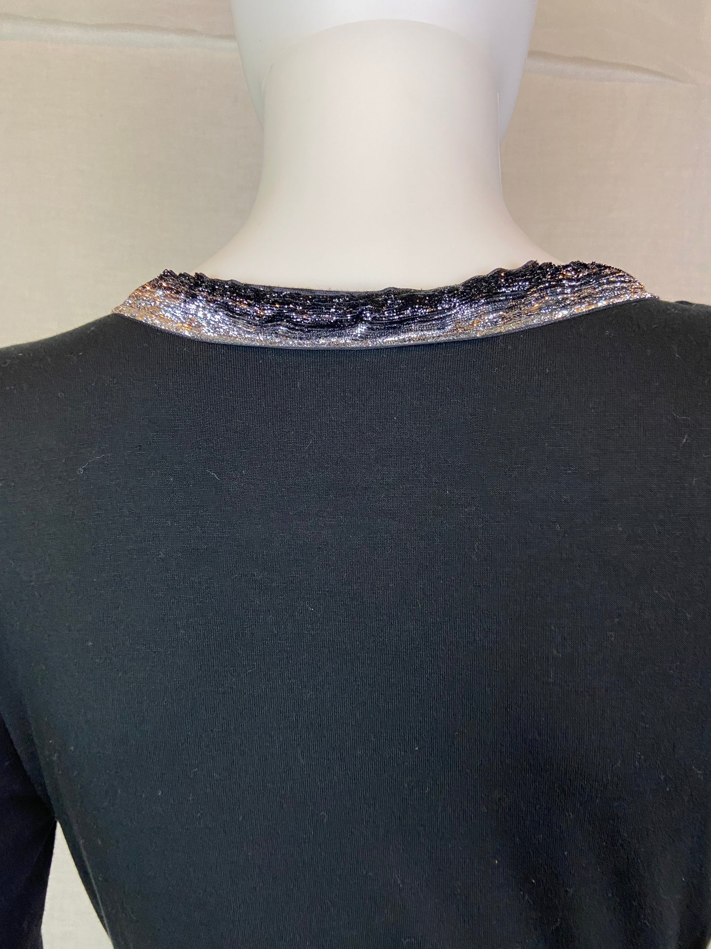 Banana Republic Black Silver Wrap Ruche Dress M ABBY ESSIE STUDIOS