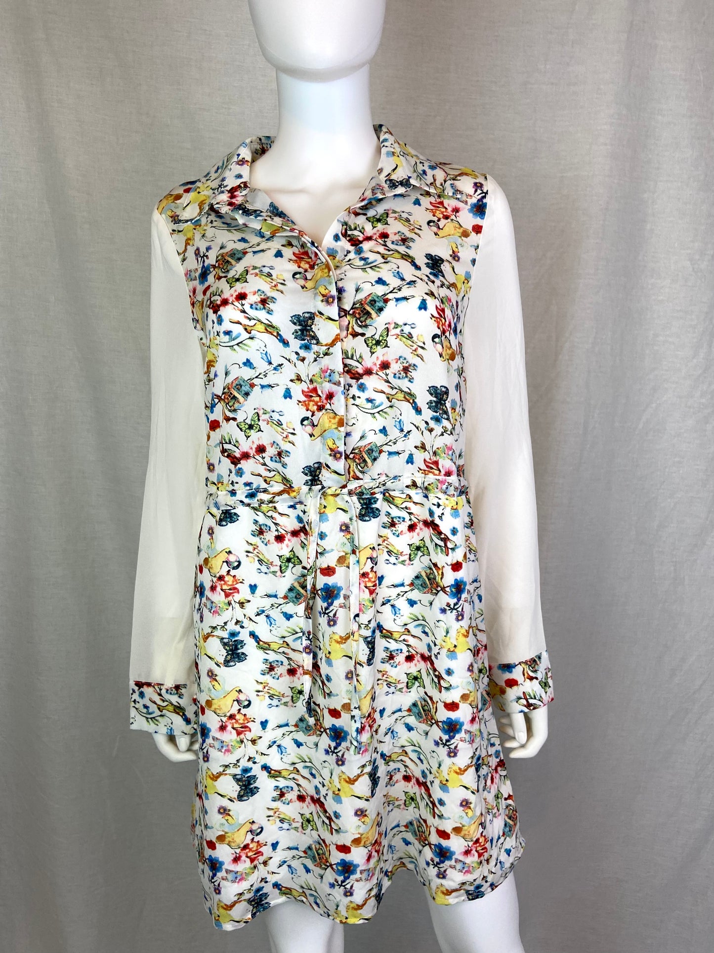 NEW ANNE SMITH Floral Beige Sheer Dress 10 M