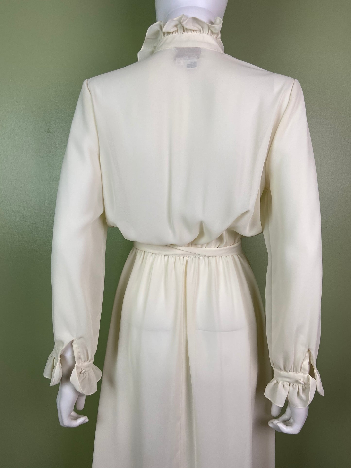 Vintage Astor One White Sheer Ruffle Pleated Fluid Disco Dress Abby Essie