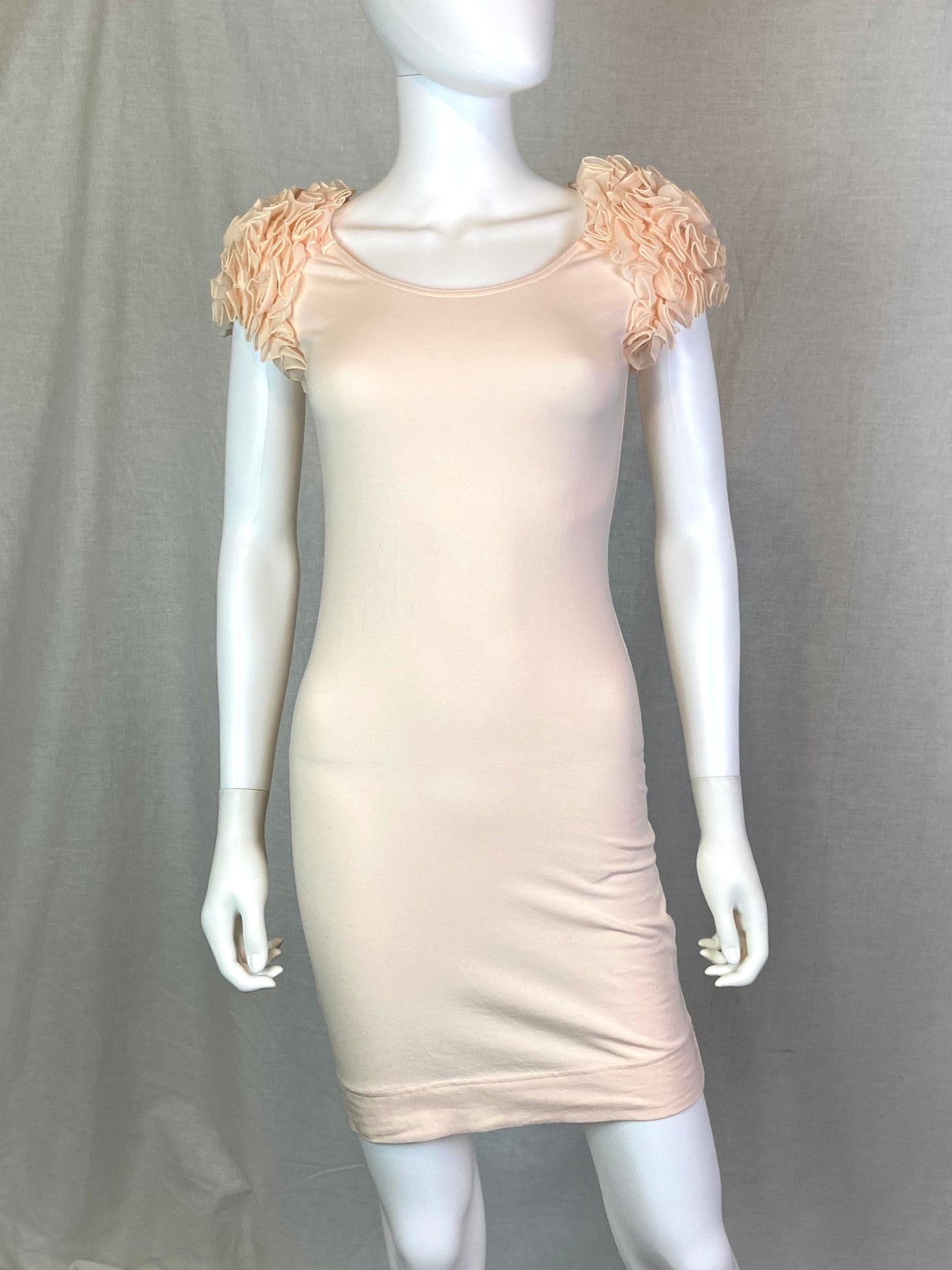 H&M Pink Peach Ruffle Sleeve Tee Dress Small ABBY ESSIE STUDIOS