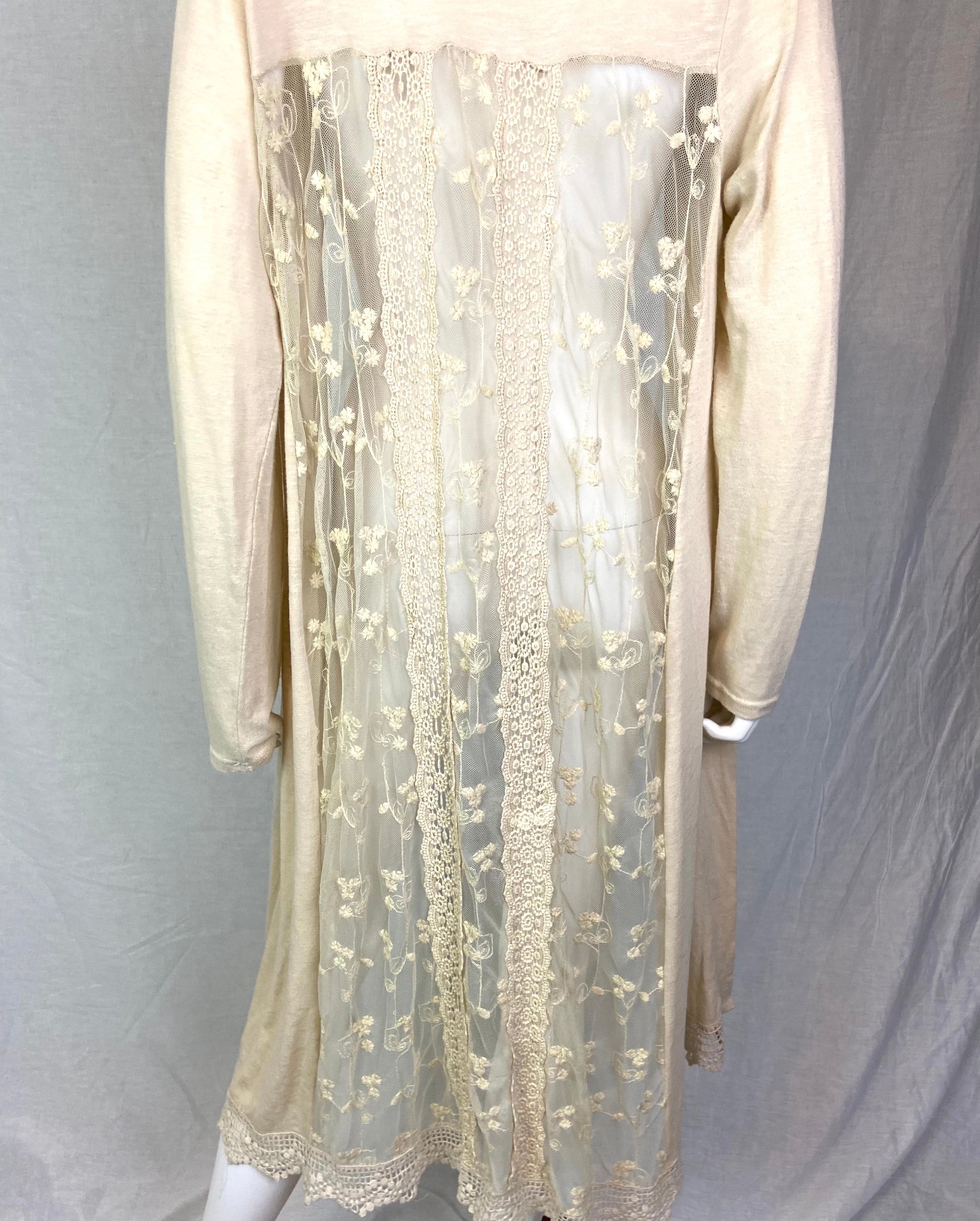 Beige Long Lace Sweater Cover Lg ABBY ESSIE STUDIOS