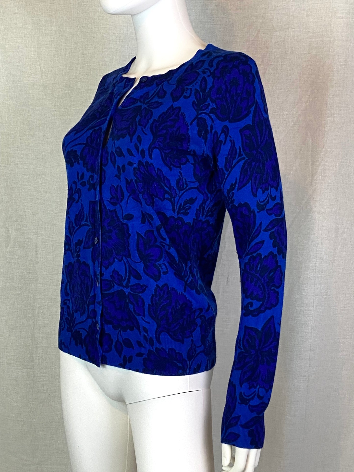 Royal Blue Purple Floral Roses Sweater Small 4-6