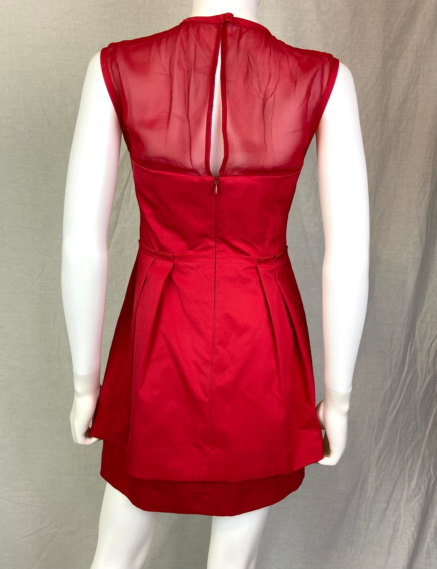 NANETTE LEPORE Red Sheer Peplum Dress 2 ABBY ESSIE STUDIOS