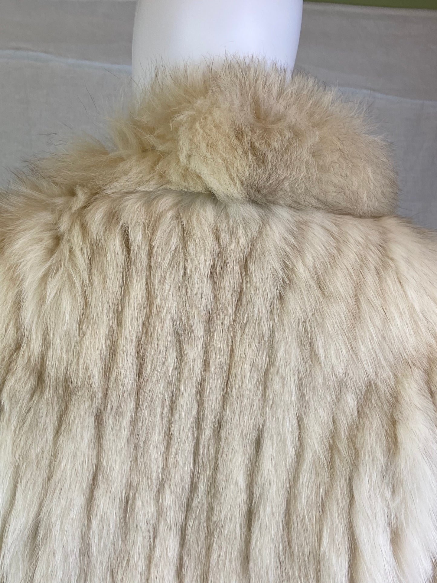 Vintage Cream White Gray FOX Fur Coat ABBY ESSIE STUDIOS