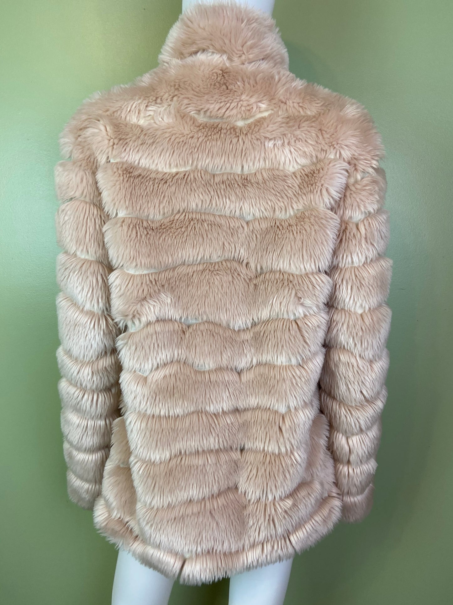INC Blush Beige Faux Fur Coat ABBY ESSIE Designer & Vintage