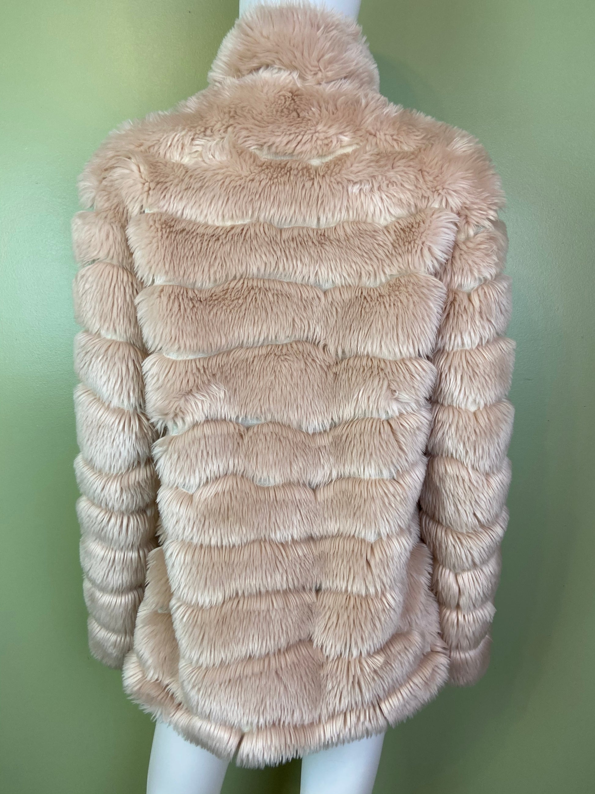 INC Blush Beige Faux Fur Coat ABBY ESSIE Designer & Vintage