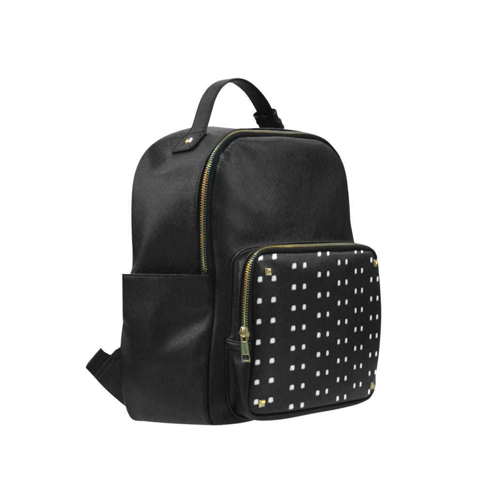 Polka Stripe Coed Leather Backpack e-joyer