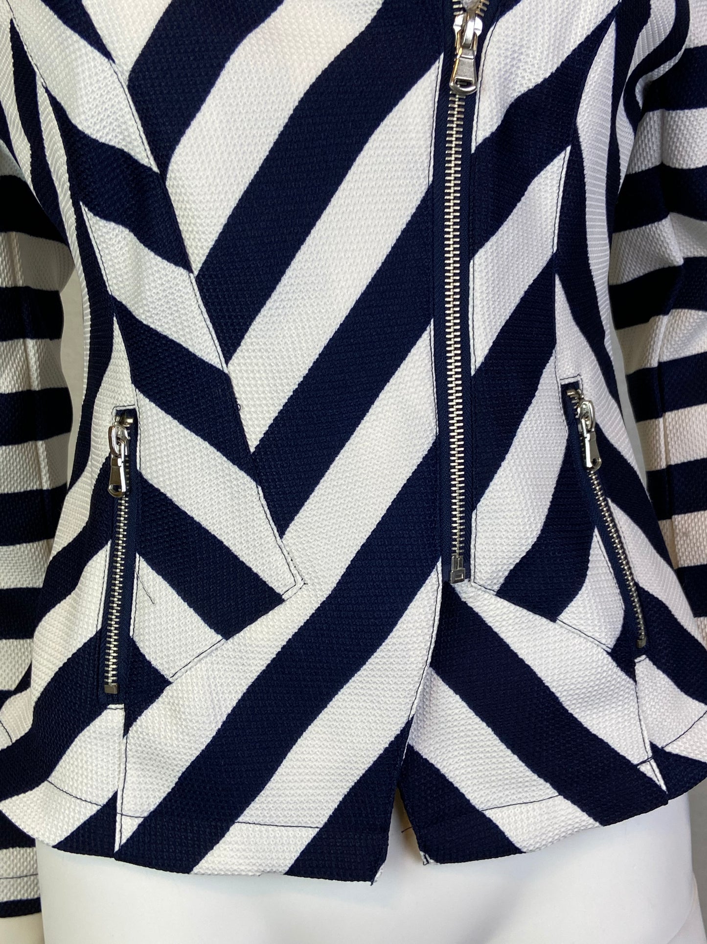 Venus White Navy Blue Black Striped Blazer ABBY ESSIE STUDIOS