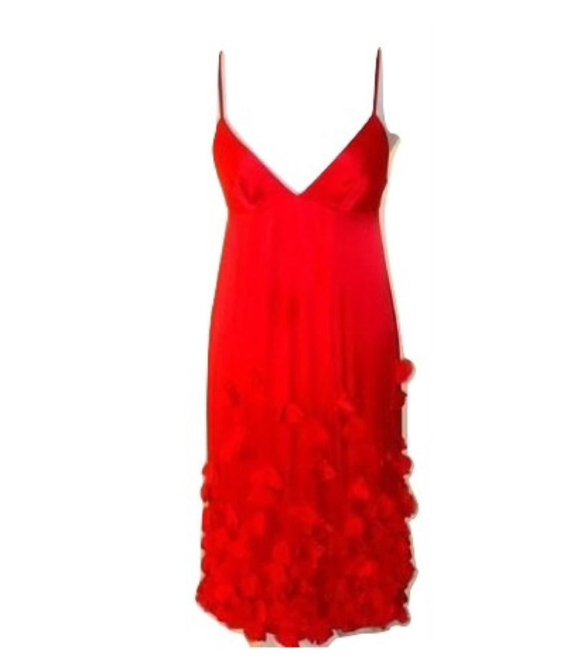 REBECCA TAYLOR Red Silk Dress W/ Flower Petals Abby Essie