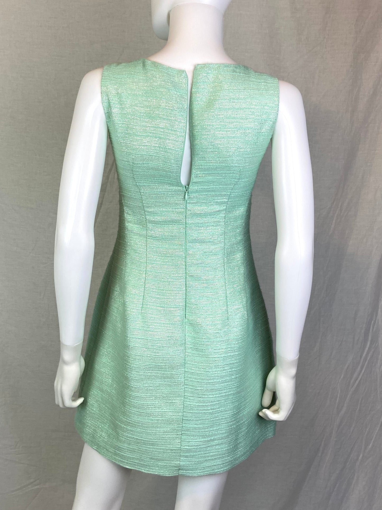 MIAMI Lime Green Metallic Shift Dress XXS ABBY ESSIE STUDIOS