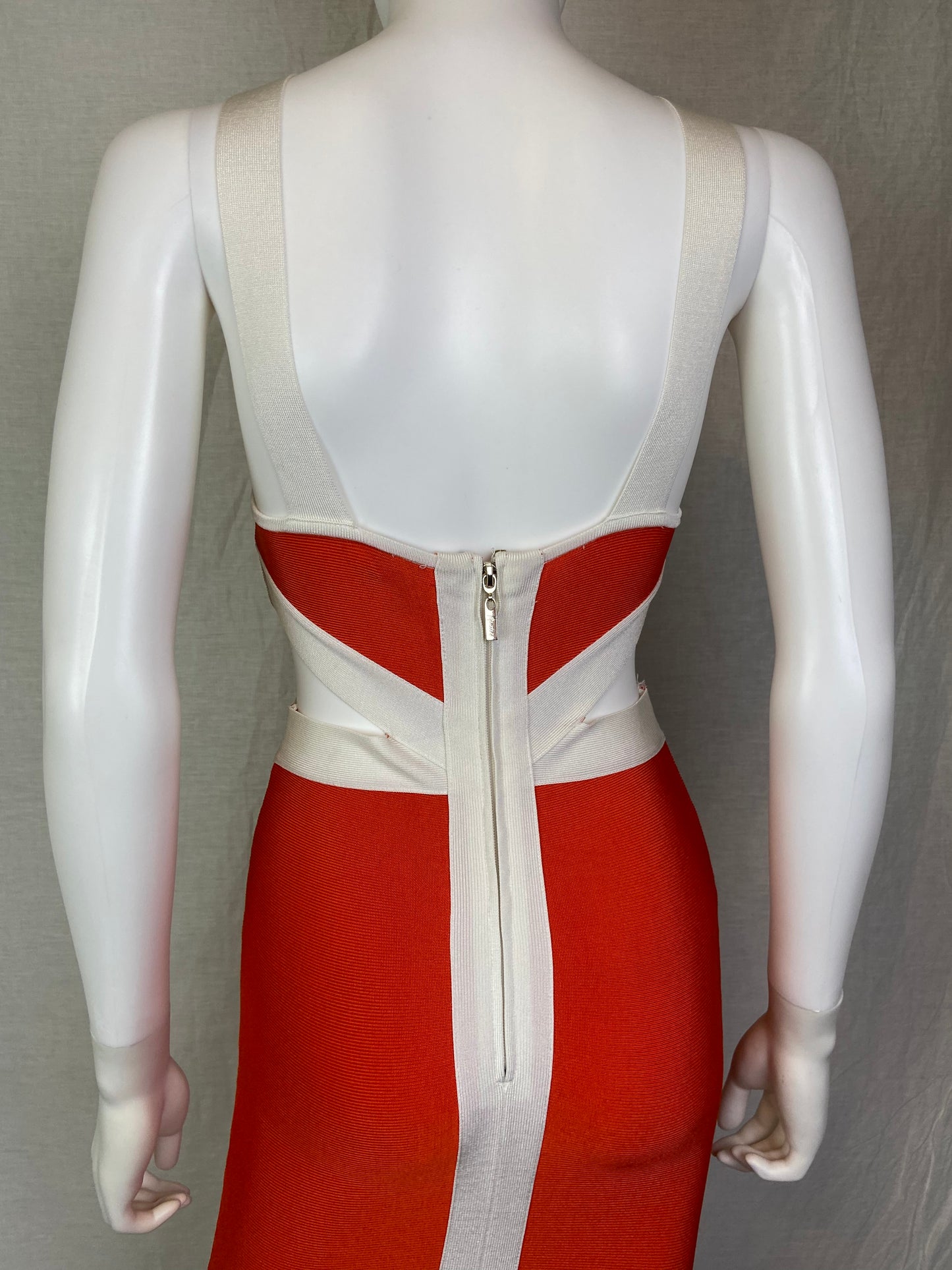 GUESS Orange Cream White Cut Out Cocktail Stretch Dress