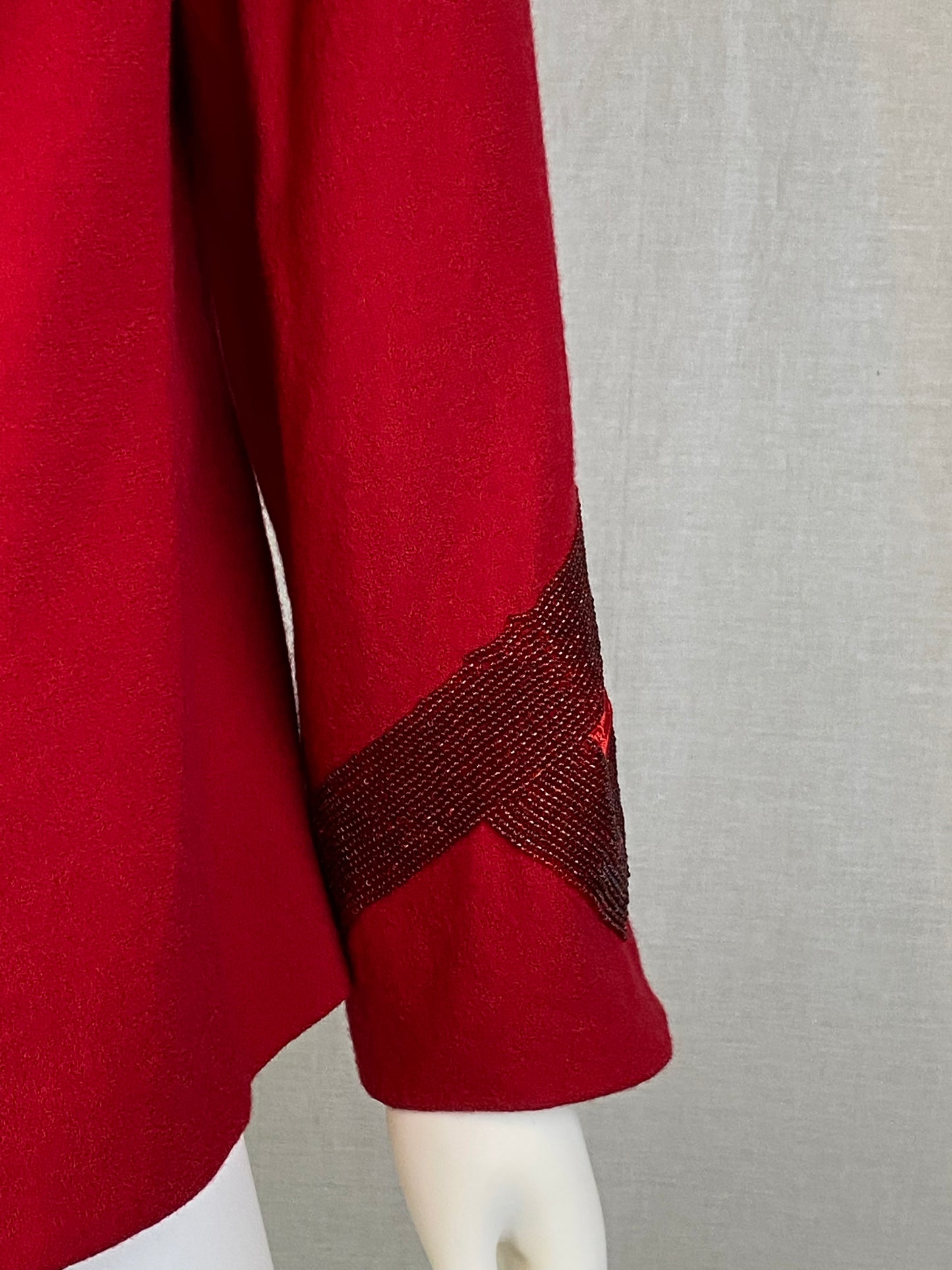 Vintage Nolan Miller Red Wool Beaded Blazer Jacket