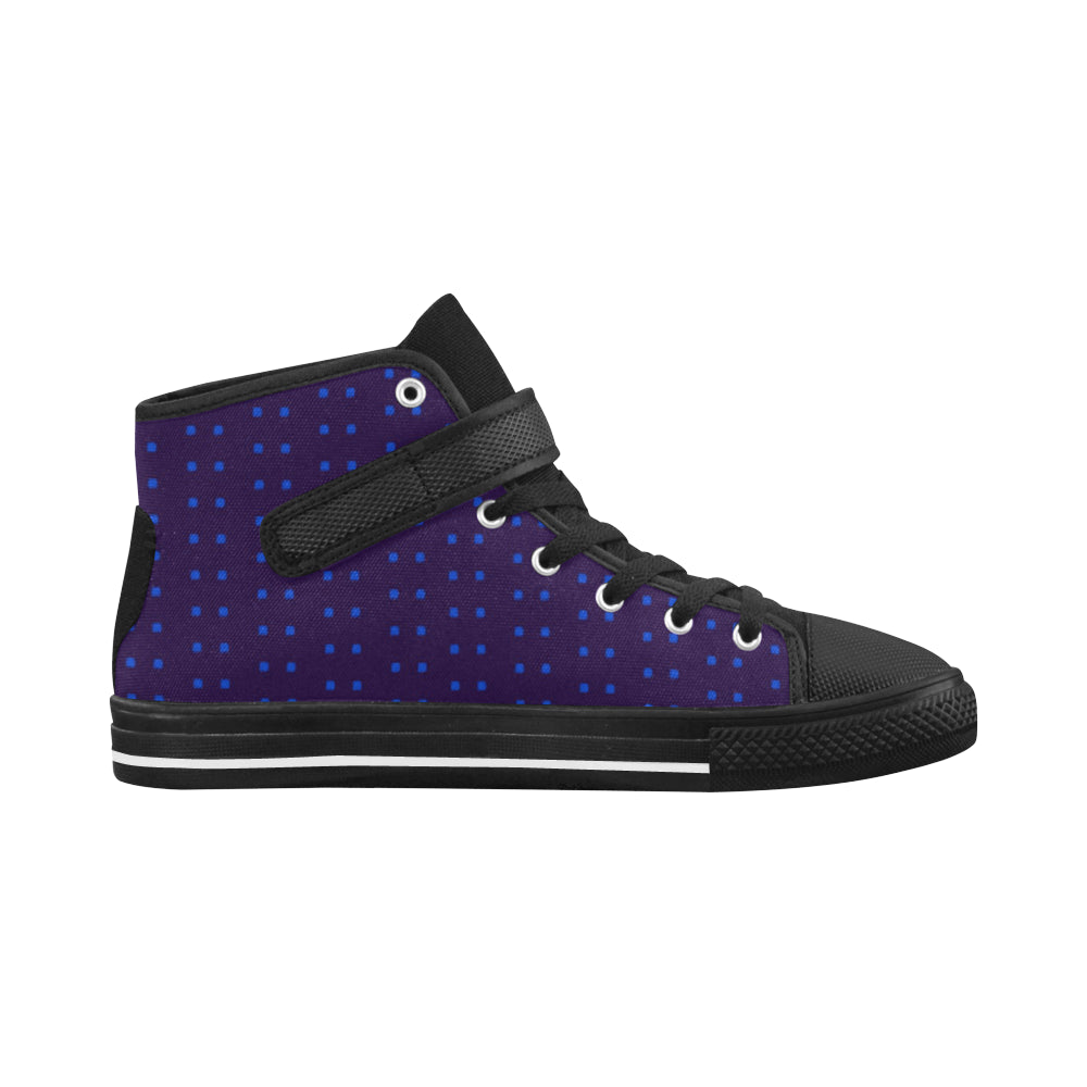 Fabric57 polka dots navy violet blue royal large Aquila Strap Women's Shoes (Model 1202) e-joyer
