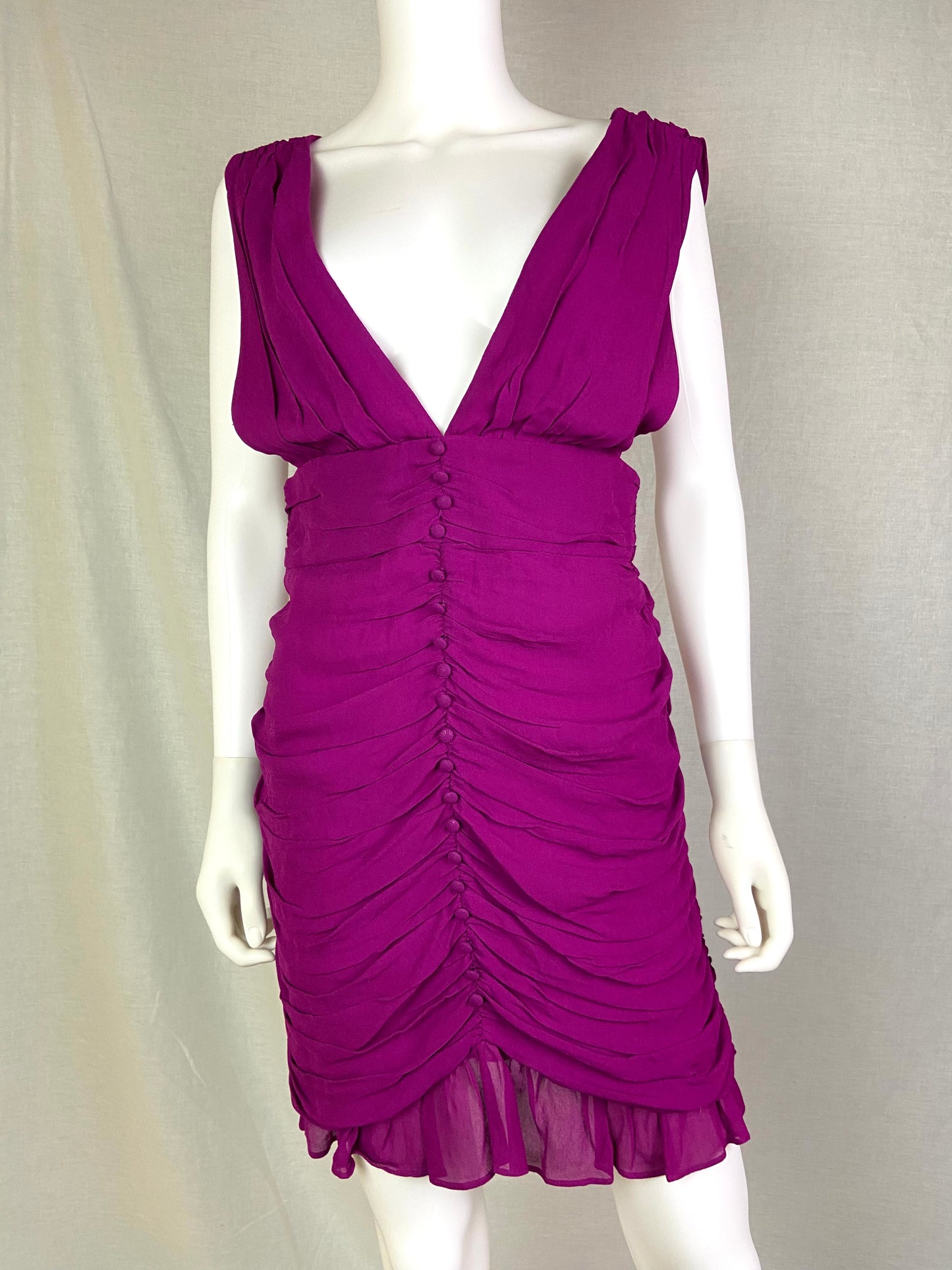 Forever 21 Violet Pink Silk Ruche Cocktail Dress NWT ABBY ESSIE STUDIOS