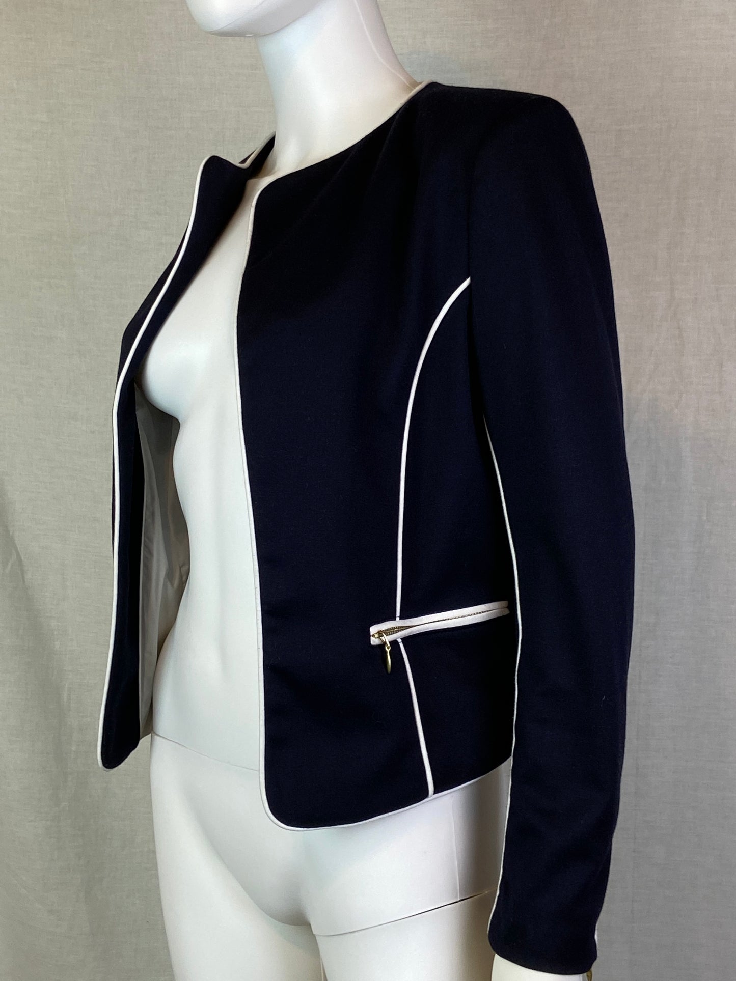 H&M Black White Zipper Blazer ABBY ESSIE STUDIOS