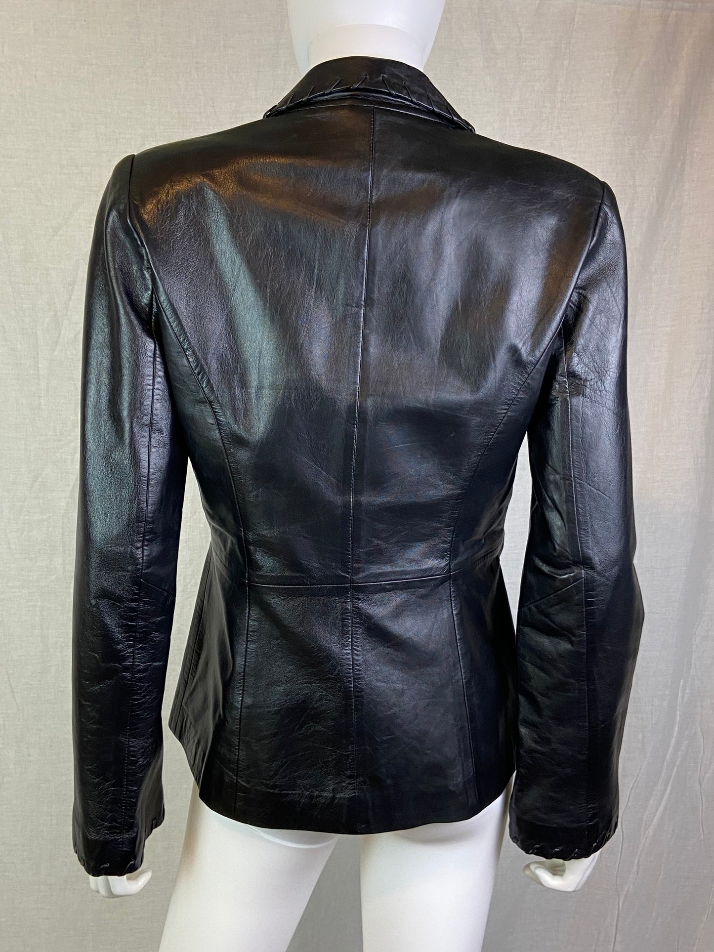 Cache Black Leather Blazer Jacket ABBY ESSIE STUDIOS