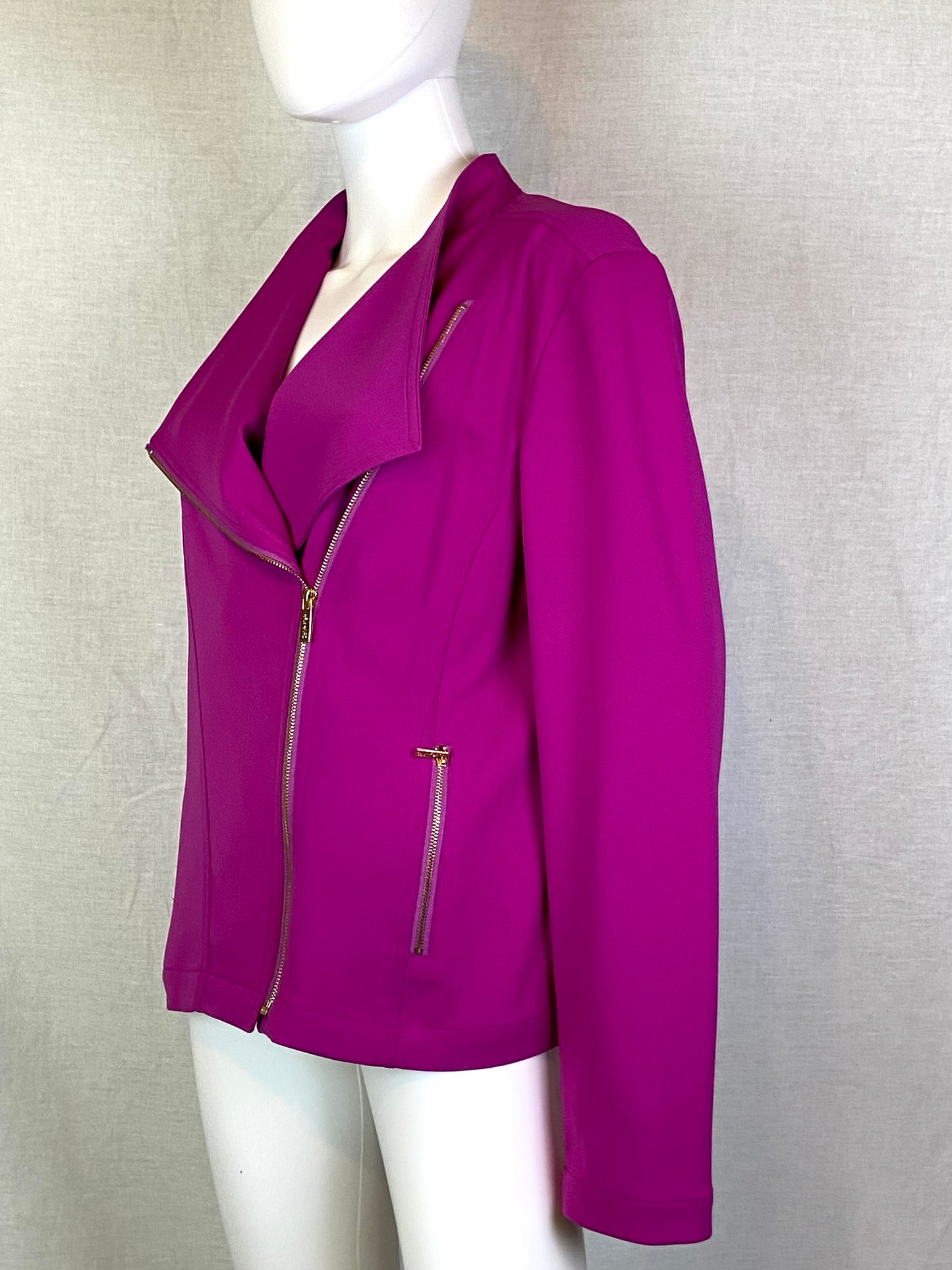 Calvin Klein Pink Violet Asymetrical Zipper Blazer ABBY ESSIE STUDIOS