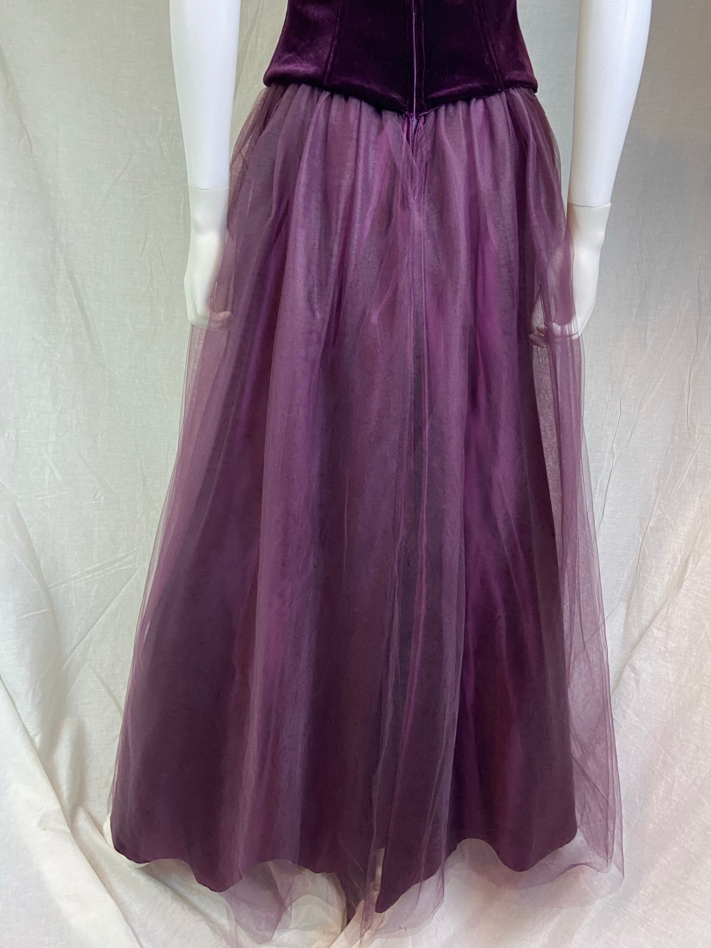 Michelangelo Purple Velvet Rhinestone Taffetta Victorian Gown ABBY ESSIE STUDIOS