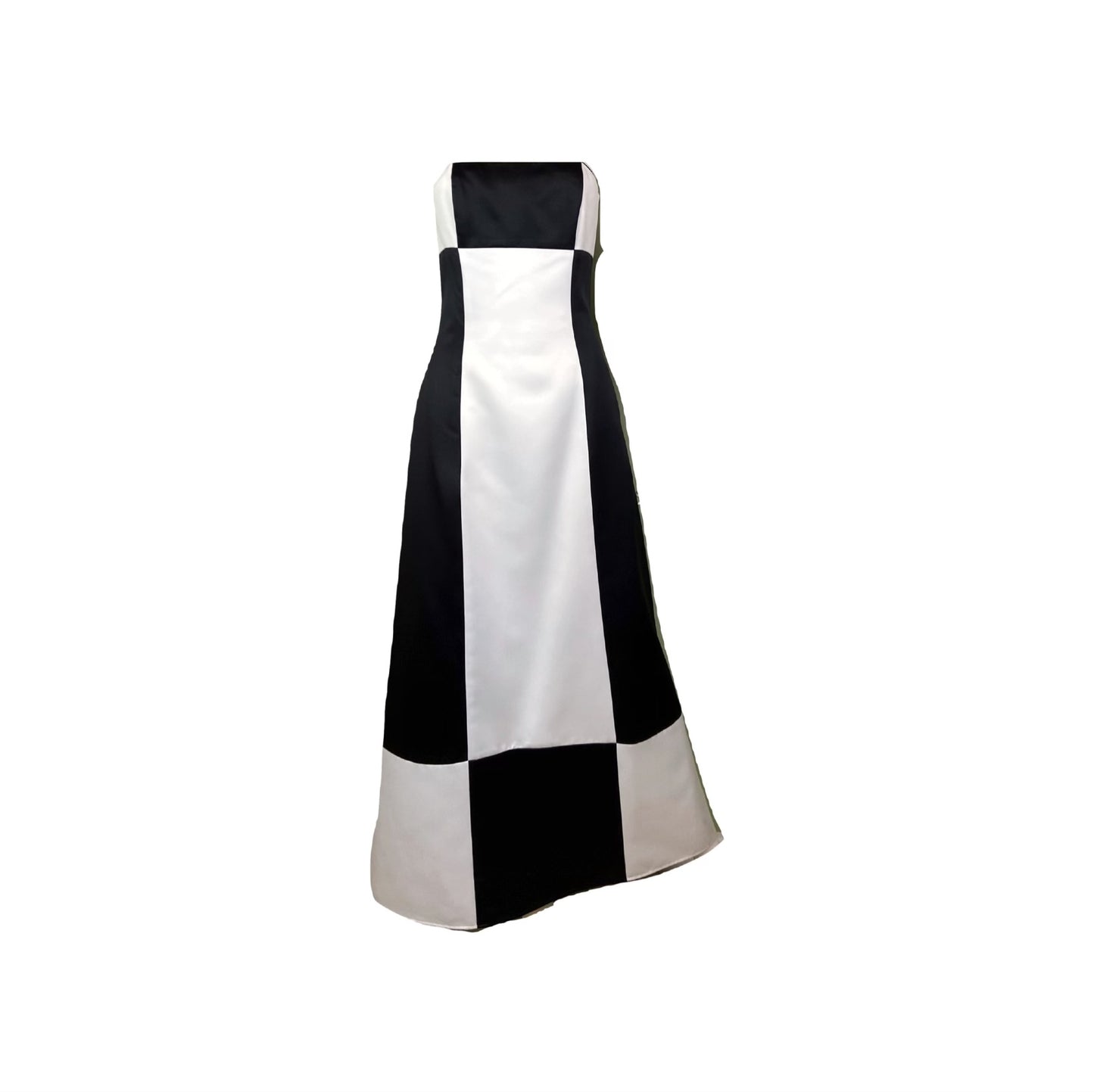 Vintage Satin Black White Checkerboard Tuxedo Gown Abby Essie