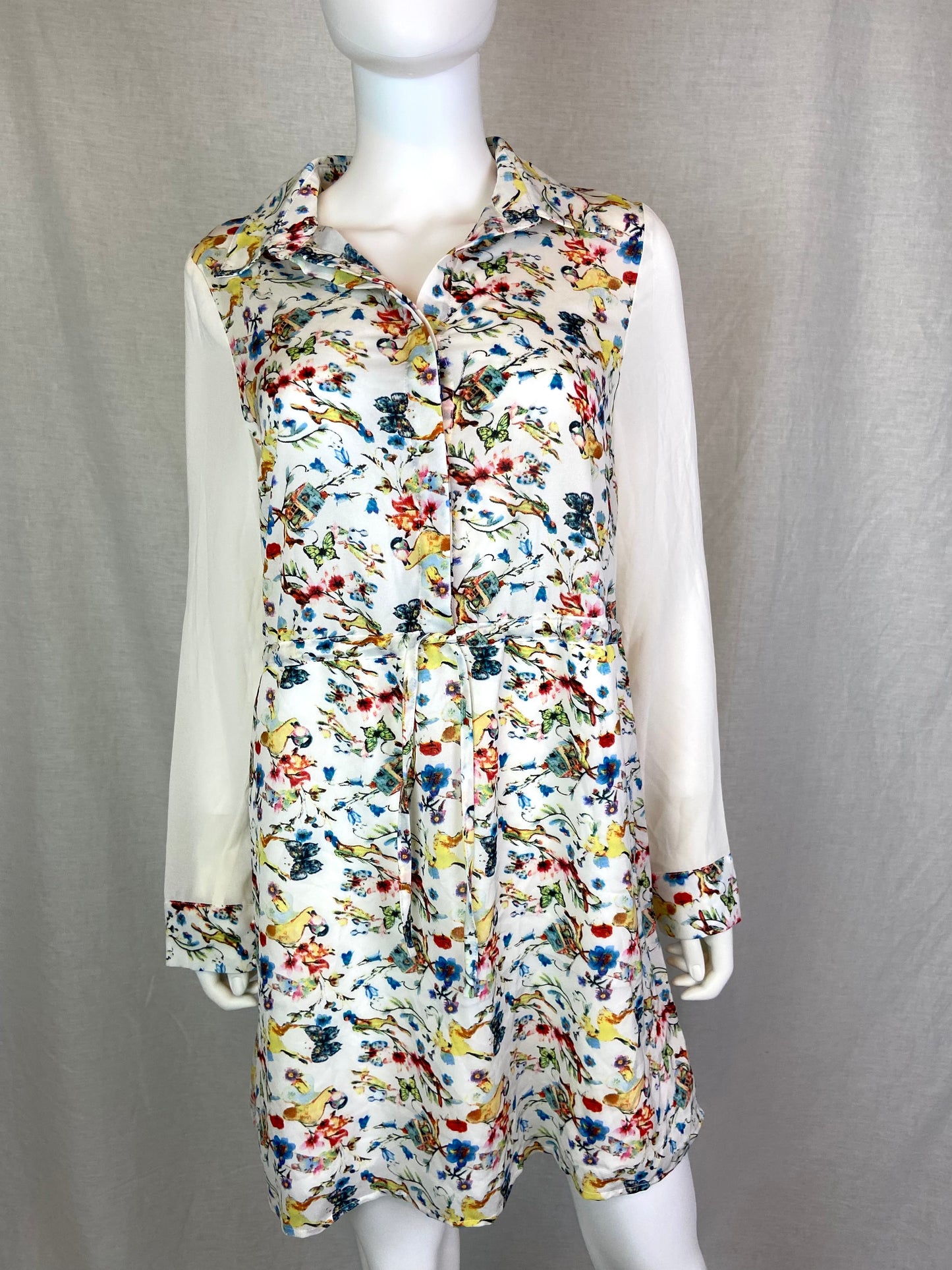 NEW ANNE SMITH Floral Beige Sheer Dress 10 M