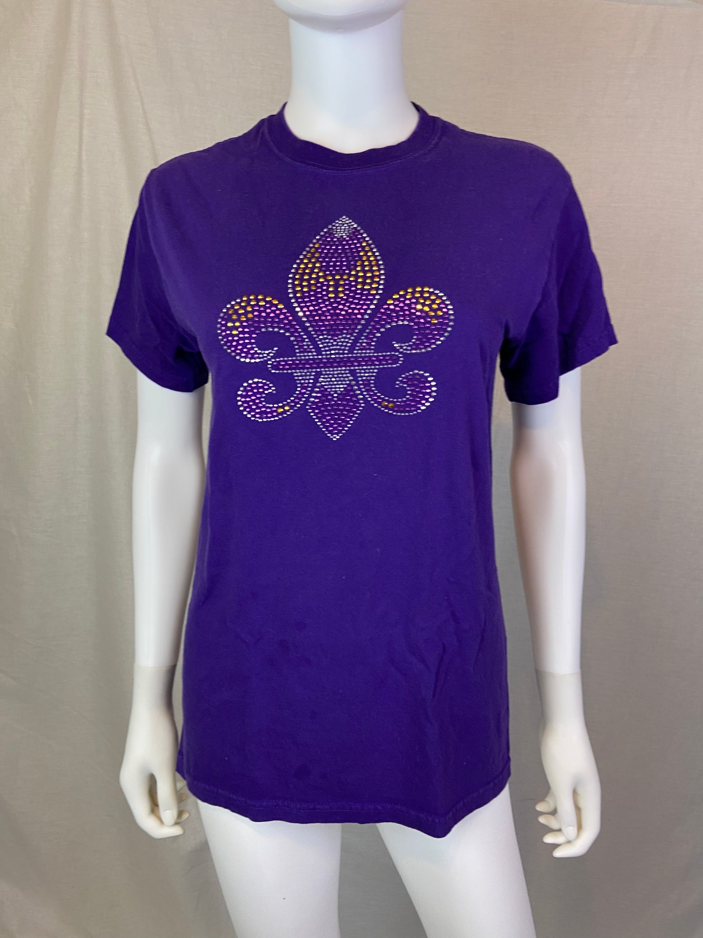Purple Rhinestone Cotton New Orleans Tee