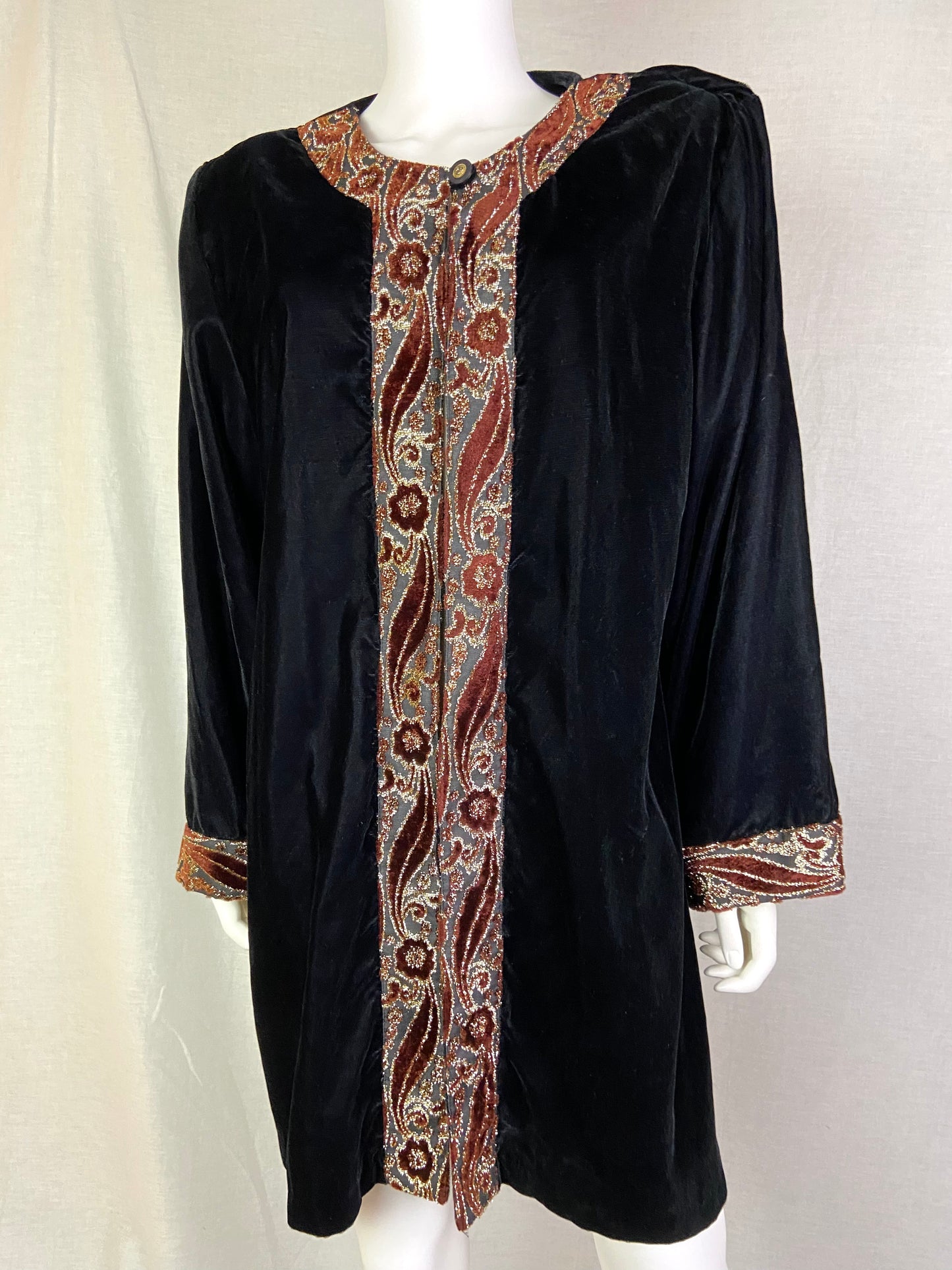Hosanna Black Velvet Gold Lame Coat
