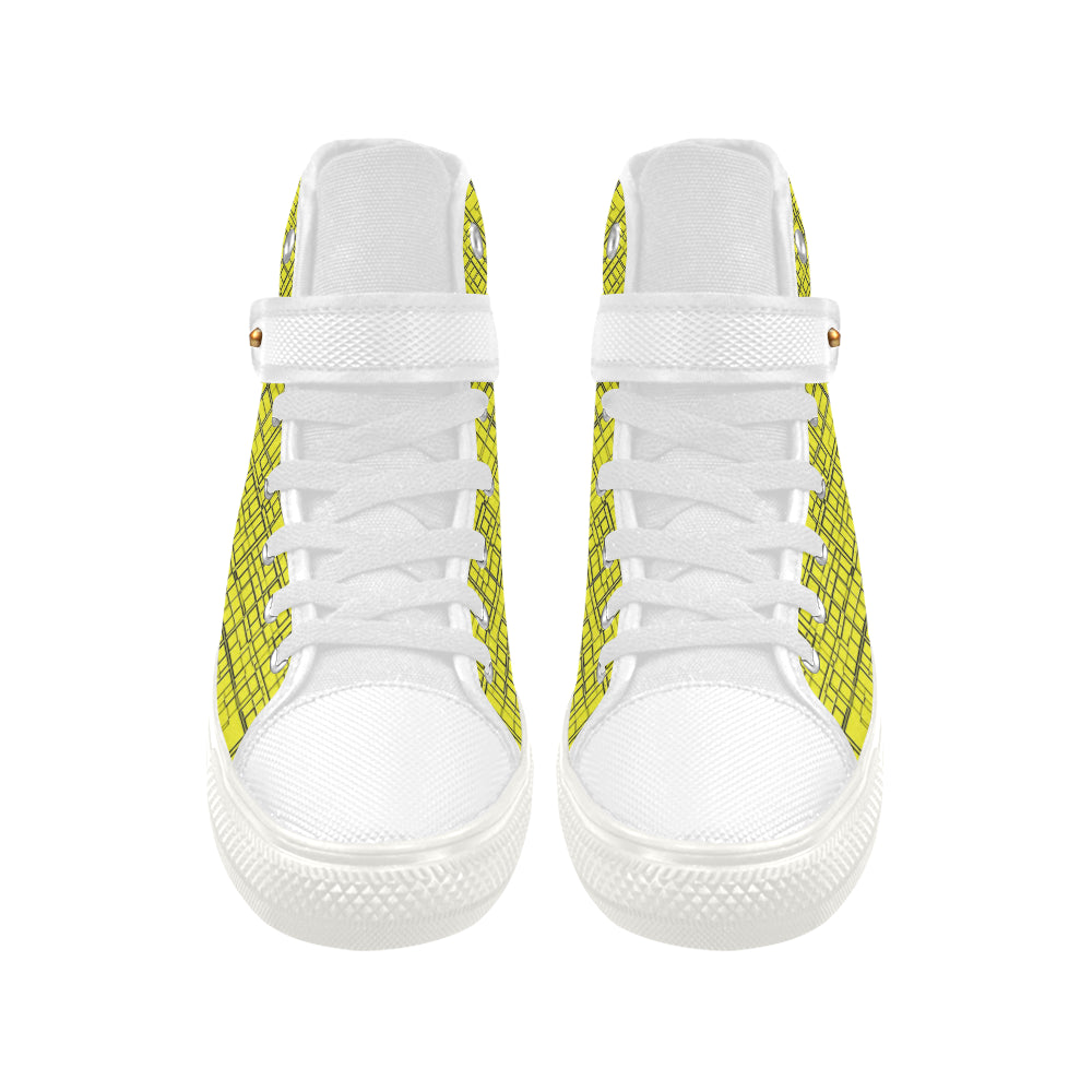 yellow grid 4.4 art Aquila Strap Women's Shoes (Model 1202) e-joyer