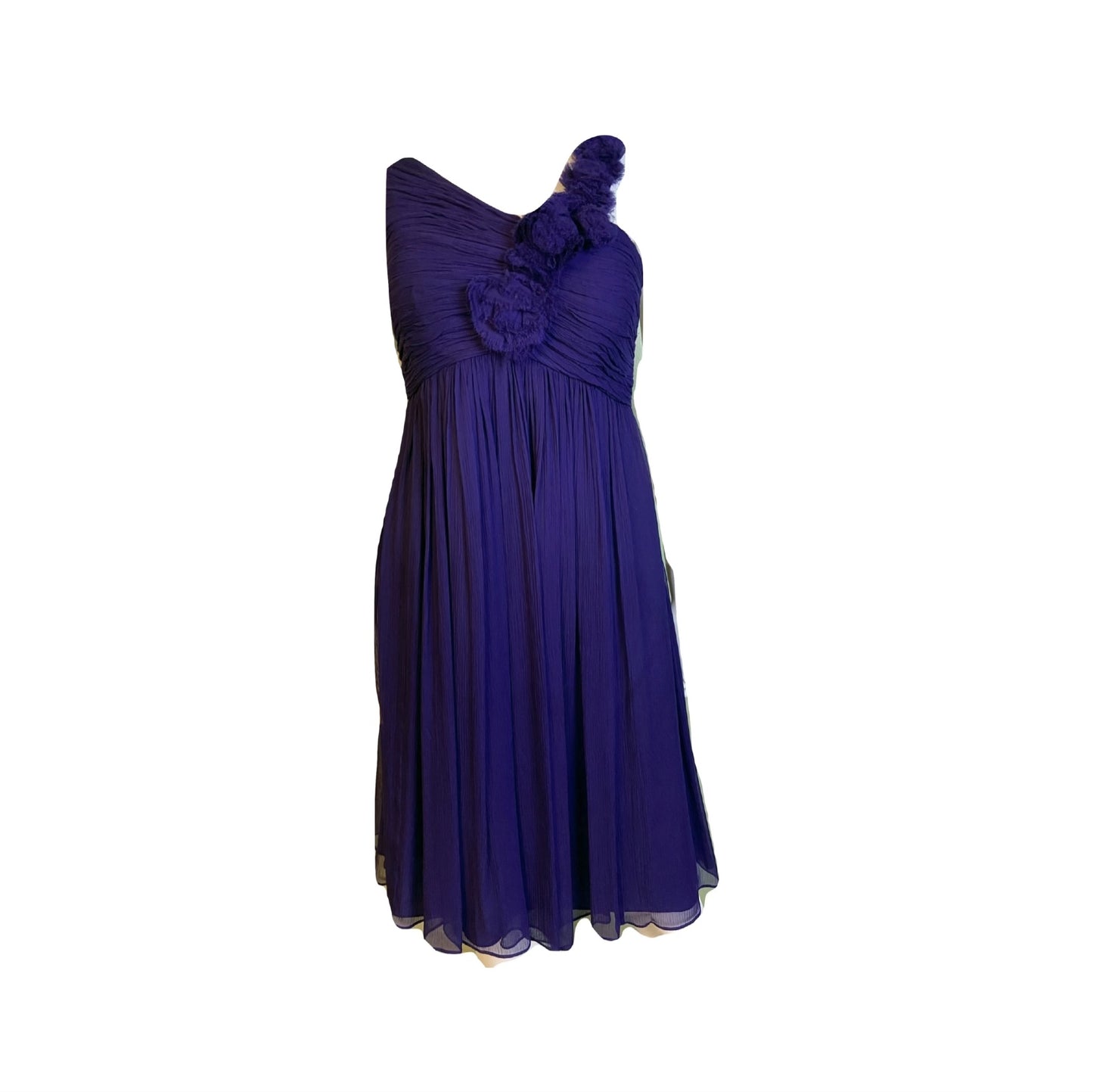 Maggy London Purple Silk Pleated Asymetrical Dress