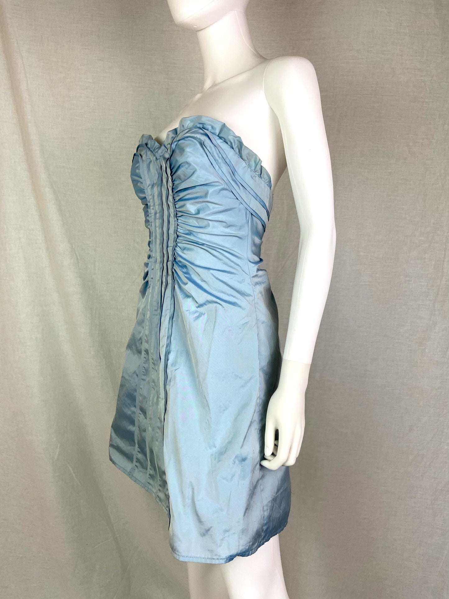 BCBG Light Blue Strapless Bustier Cocktail Dress ABBY ESSIE STUDIOS