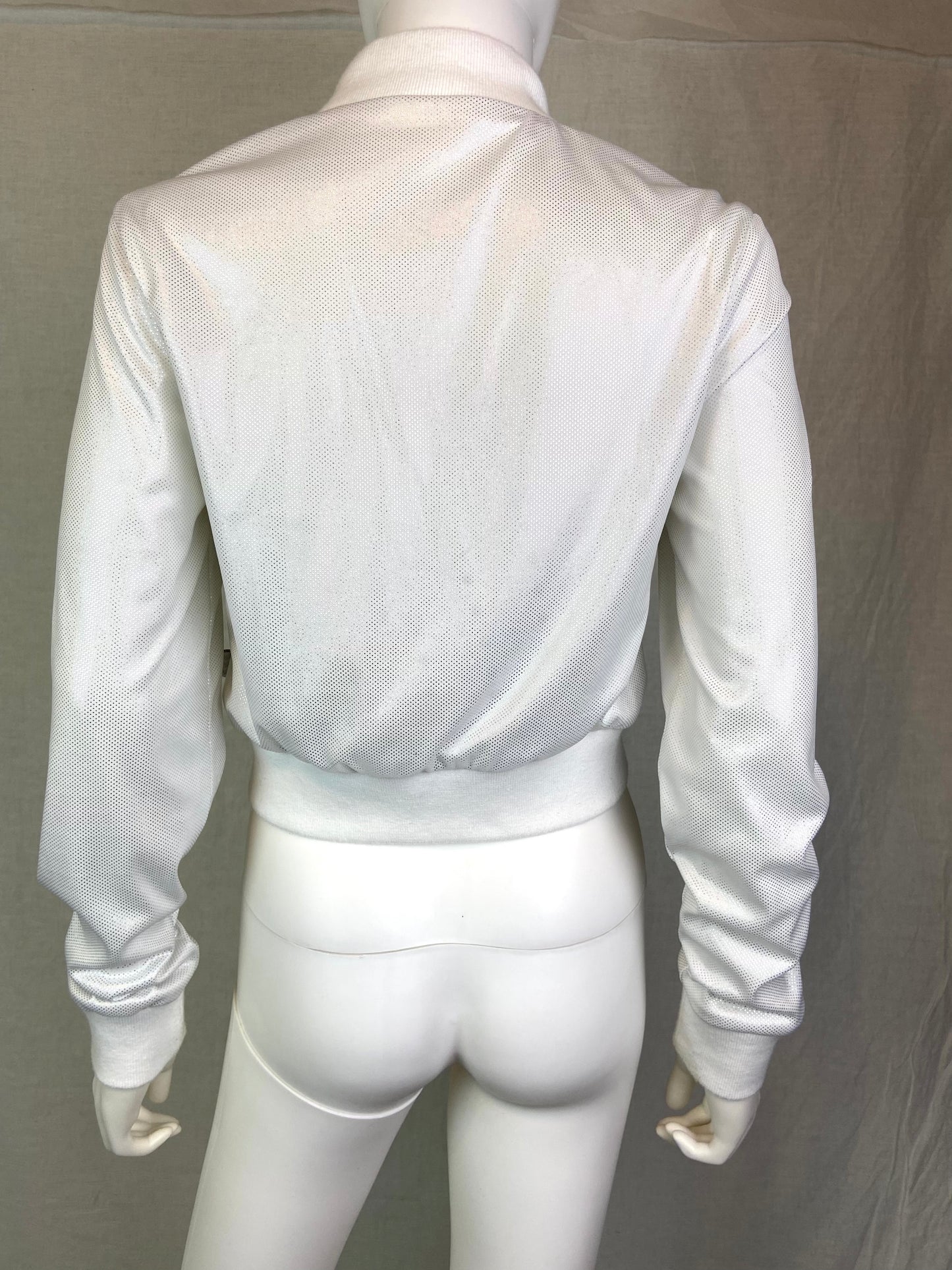Glitter White Silver Satin Jacket JR ABBY ESSIE STUDIOS