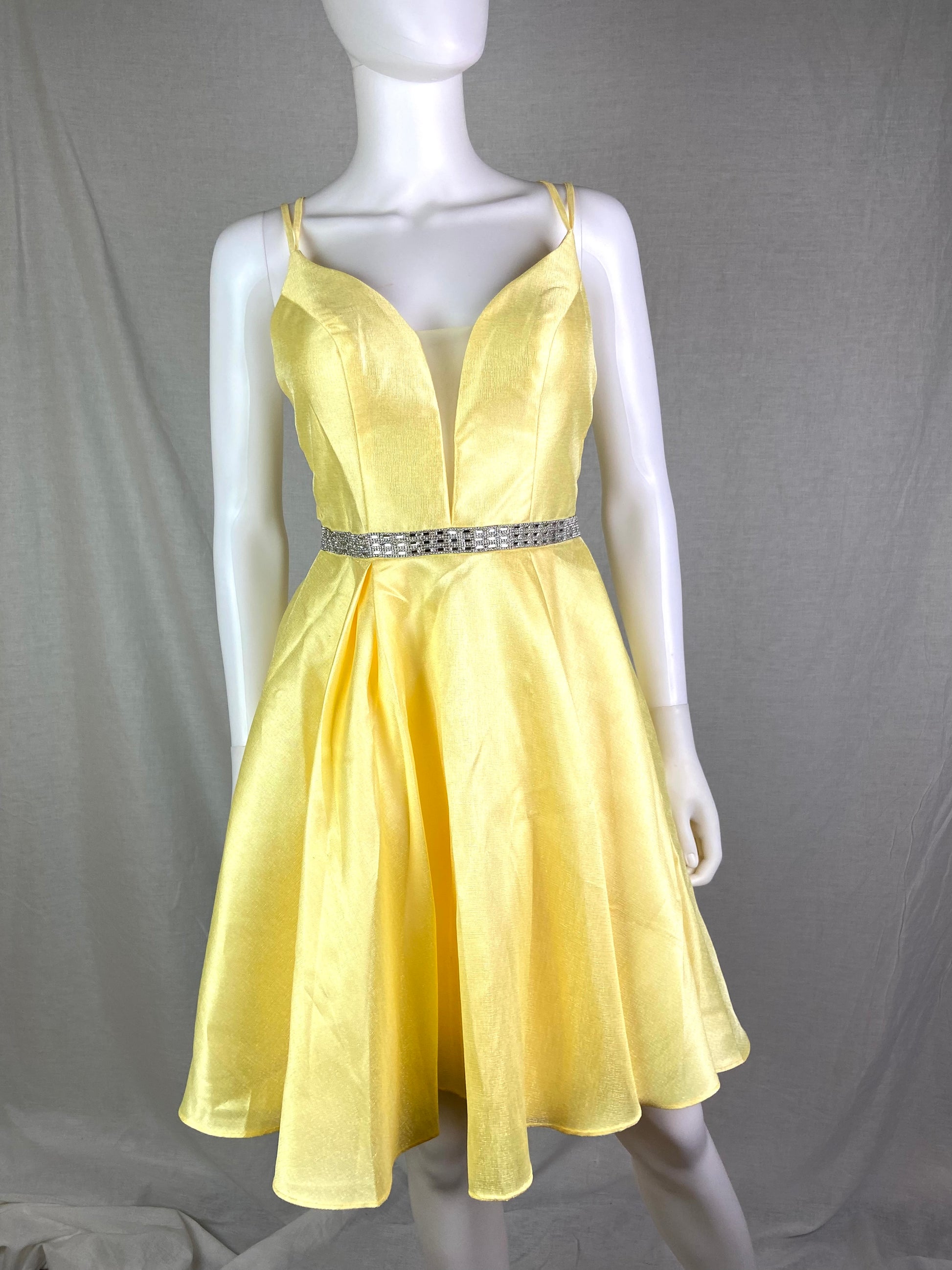 Vintage Promgirl Yellow Glitter Rhinestone Cocktail Dress ABBY ESSIE STUDIOS