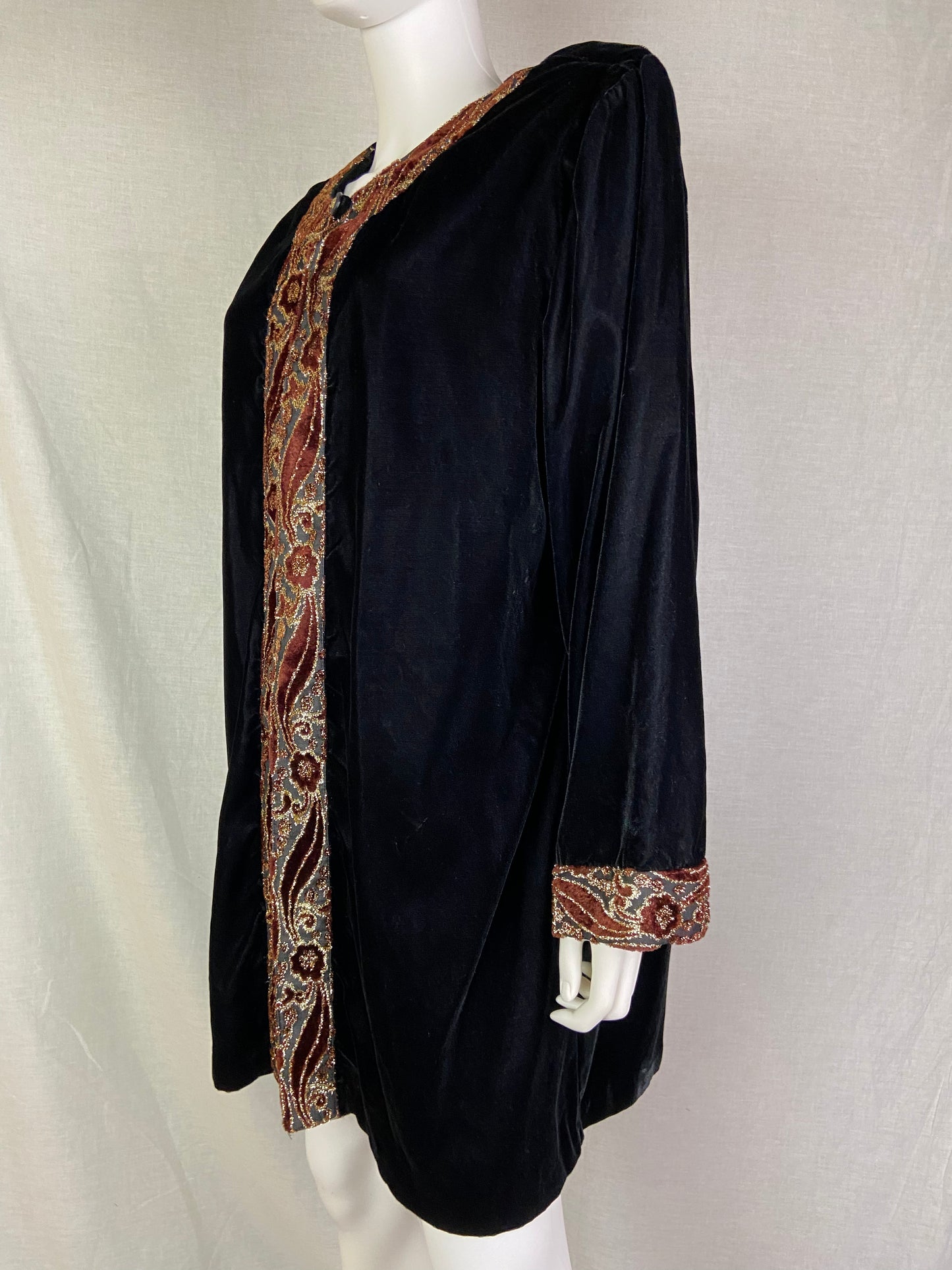 Hosanna Black Velvet Gold Lame Coat