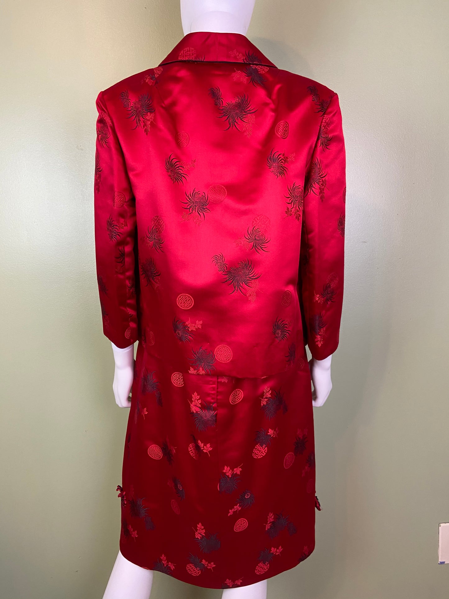 VIntage Hope Brothers Bespoke Red Satin Suit Dress SUGA LANE