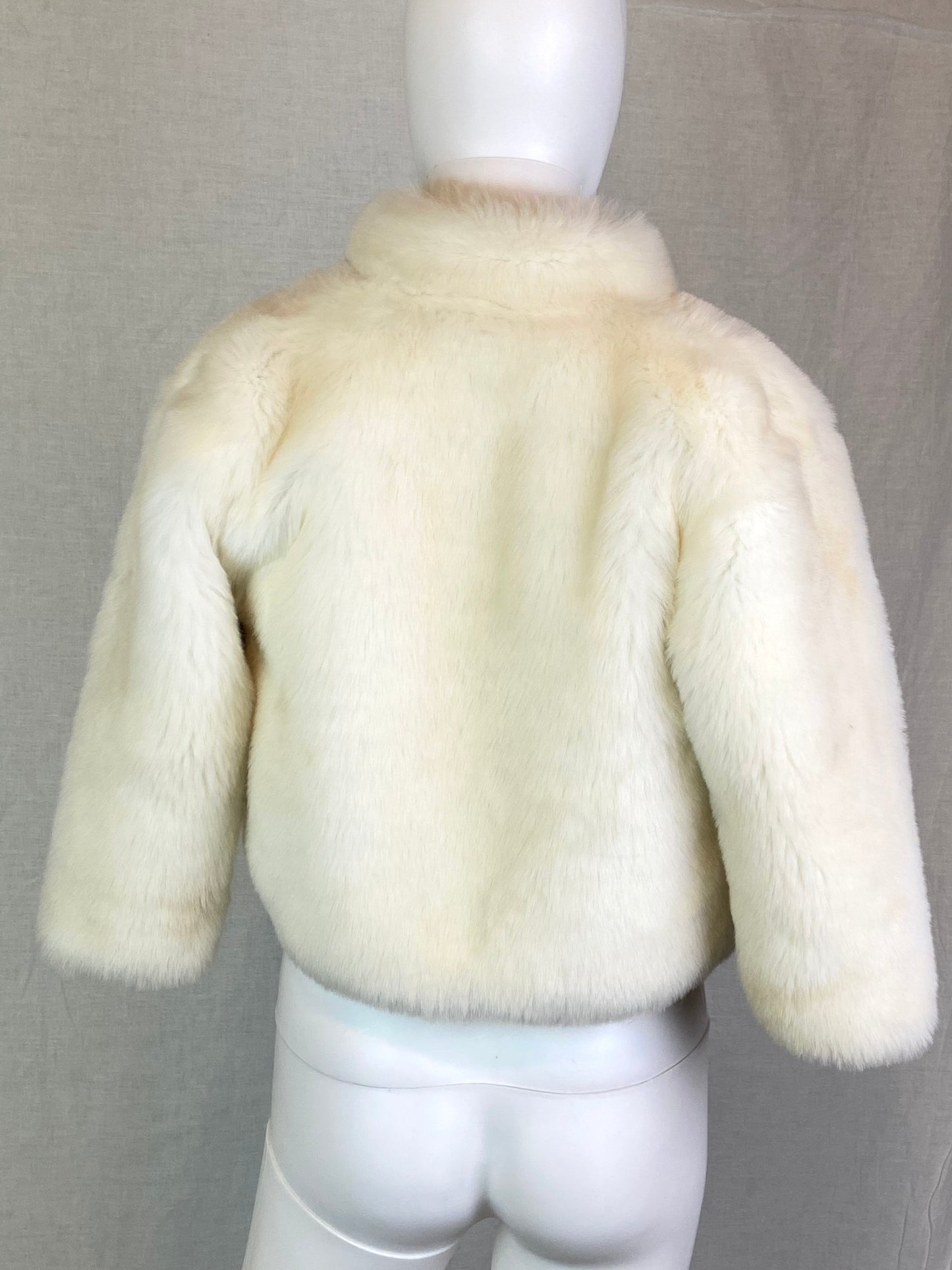 Girls White Faux Fur Coat 5-6yrs Small