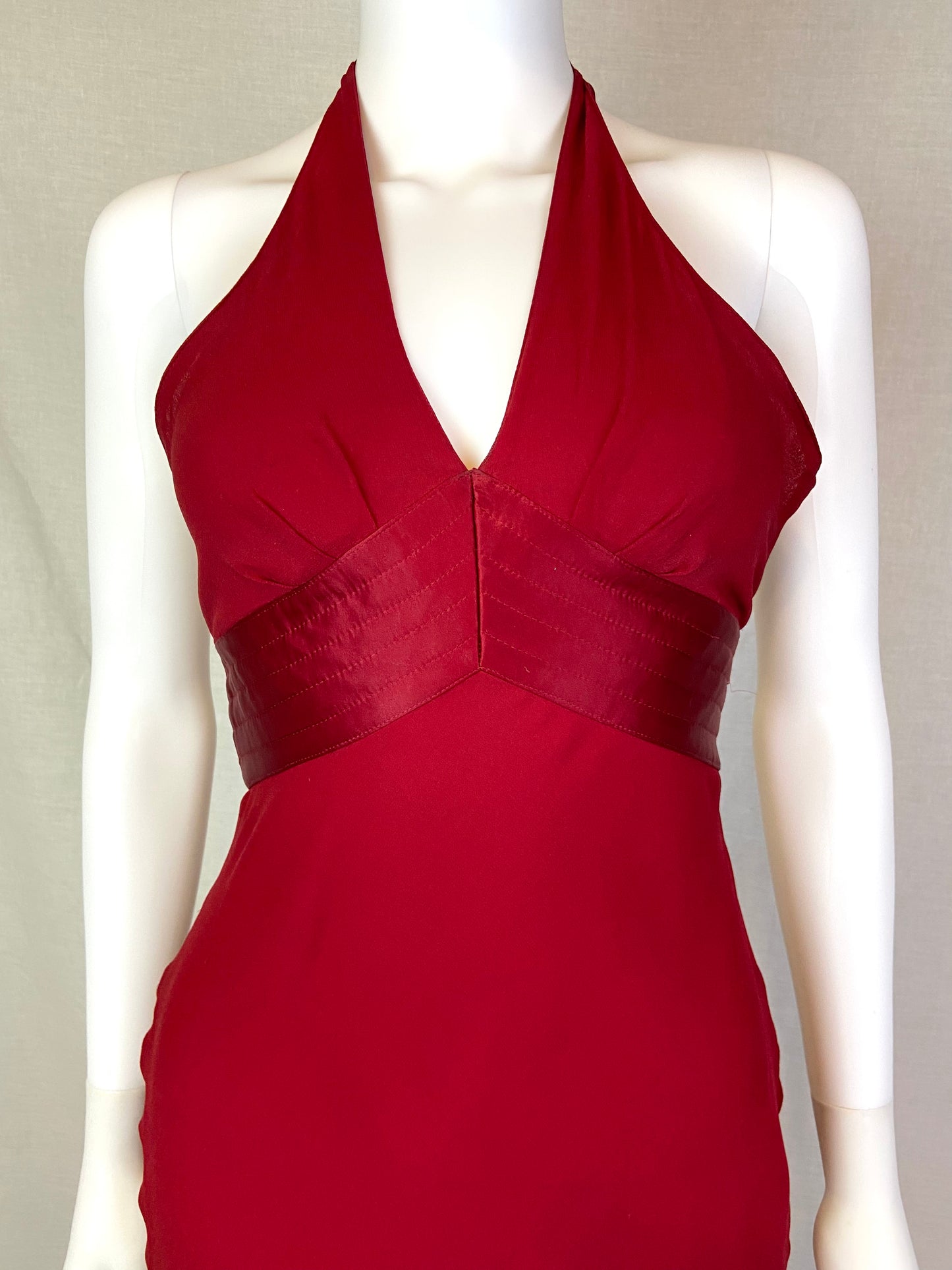 Vintage Express Red Silk Marilyn Monroe Halter Dress ABBY ESSIE STUDIOS