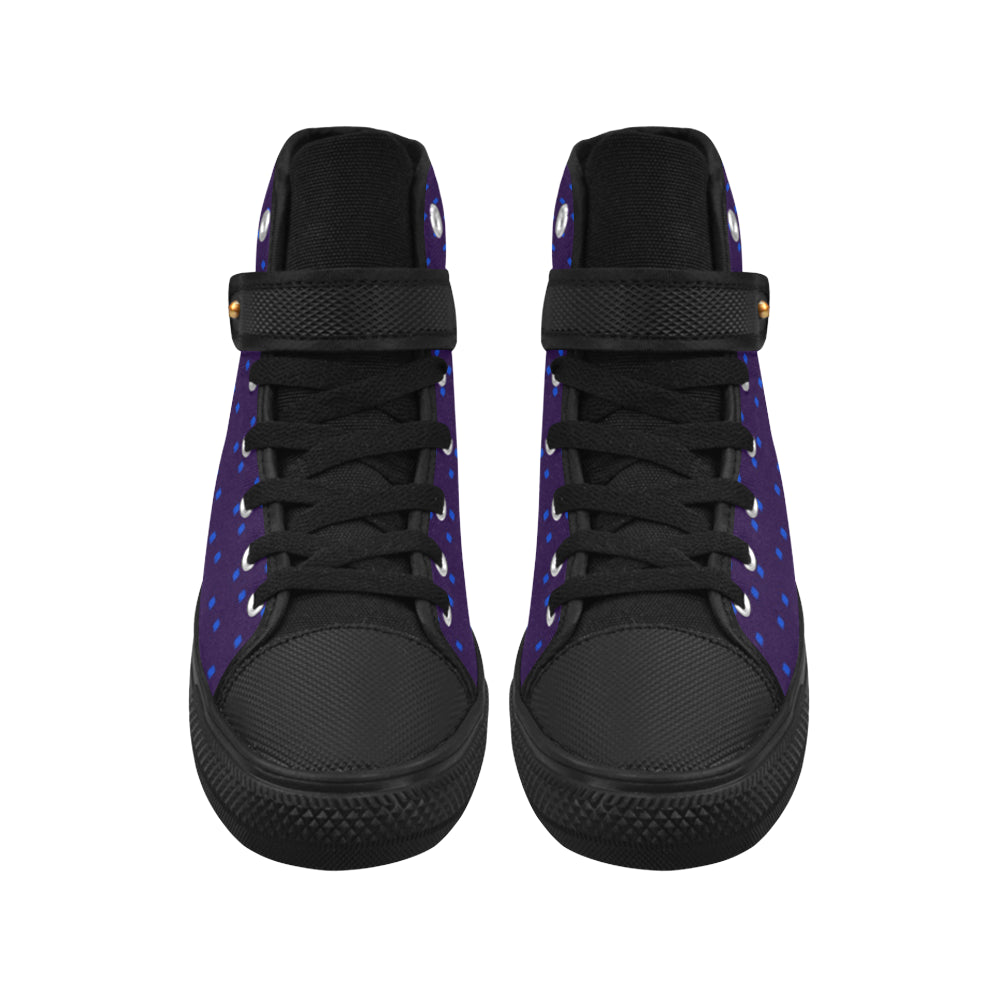 Fabric57 polka dots navy violet blue royal large Aquila Strap Women's Shoes (Model 1202) e-joyer