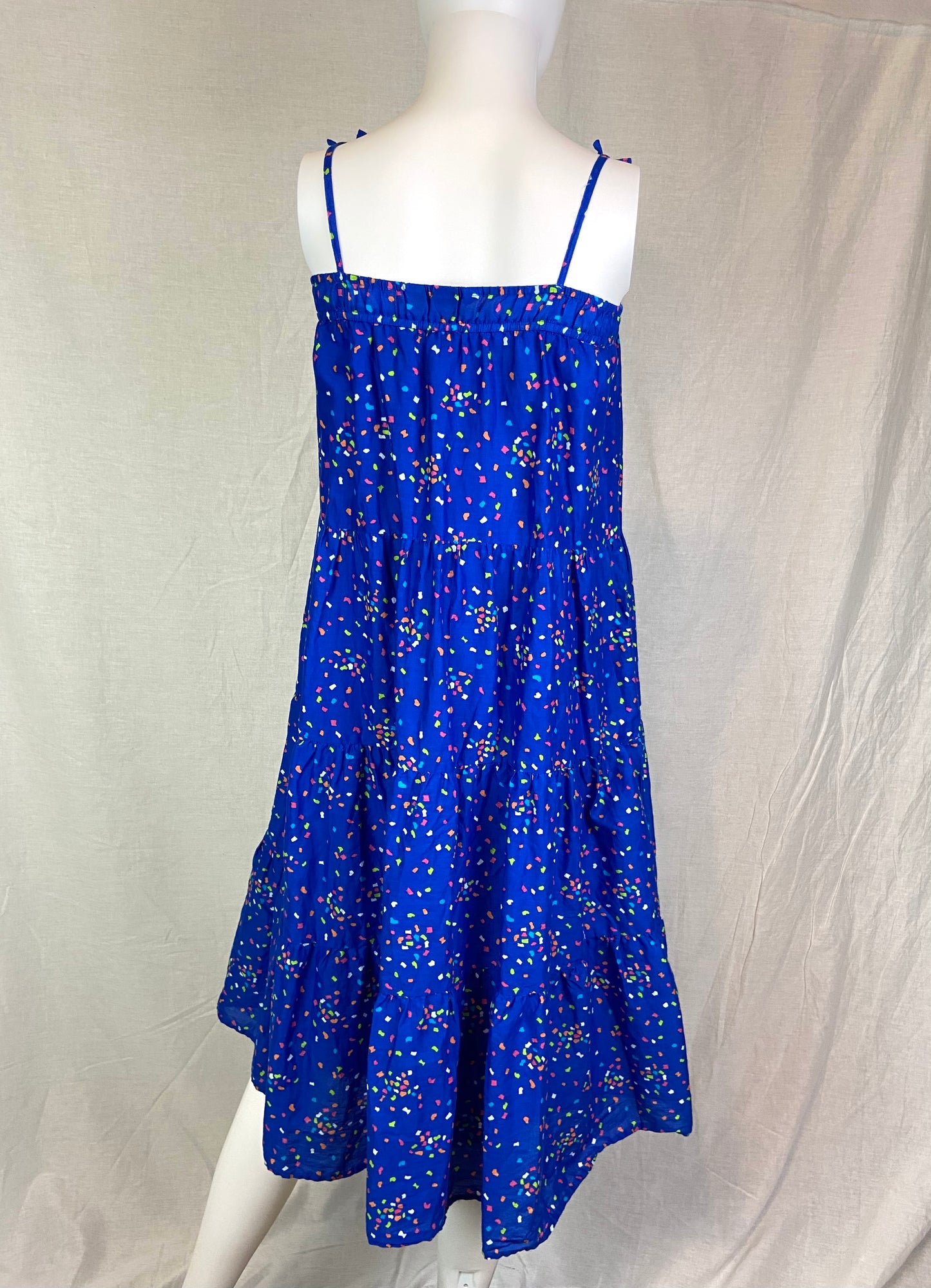 LAND’s END Blue Neon Geometric Sun Dress Medium 10-12 ABBY ESSIE STUDIOS