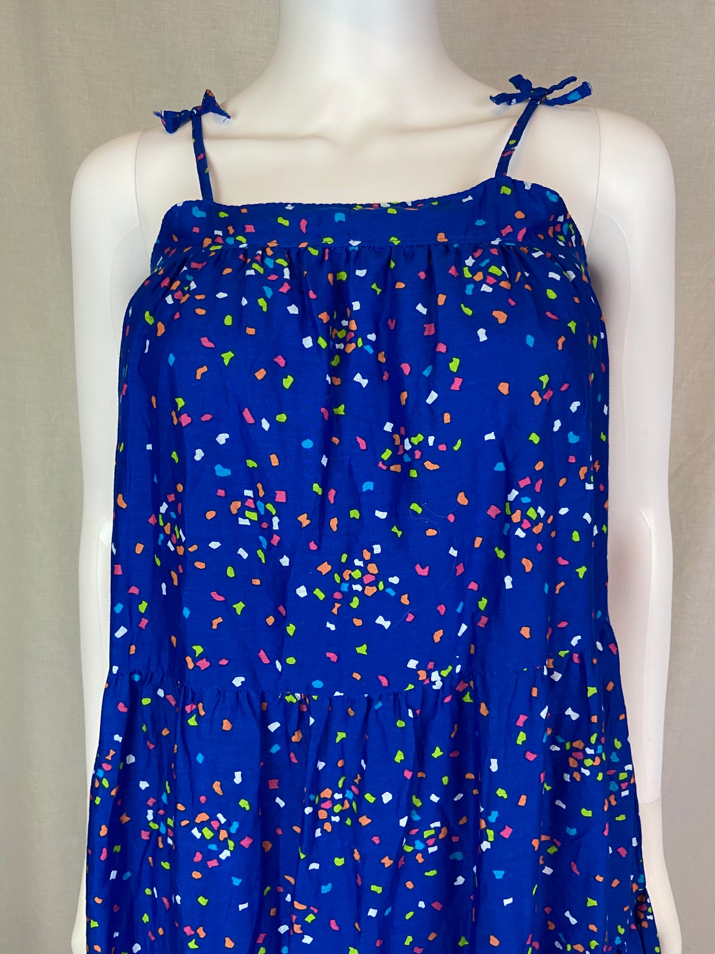 LAND’s END Blue Neon Geometric Sun Dress Medium 10-12 ABBY ESSIE STUDIOS